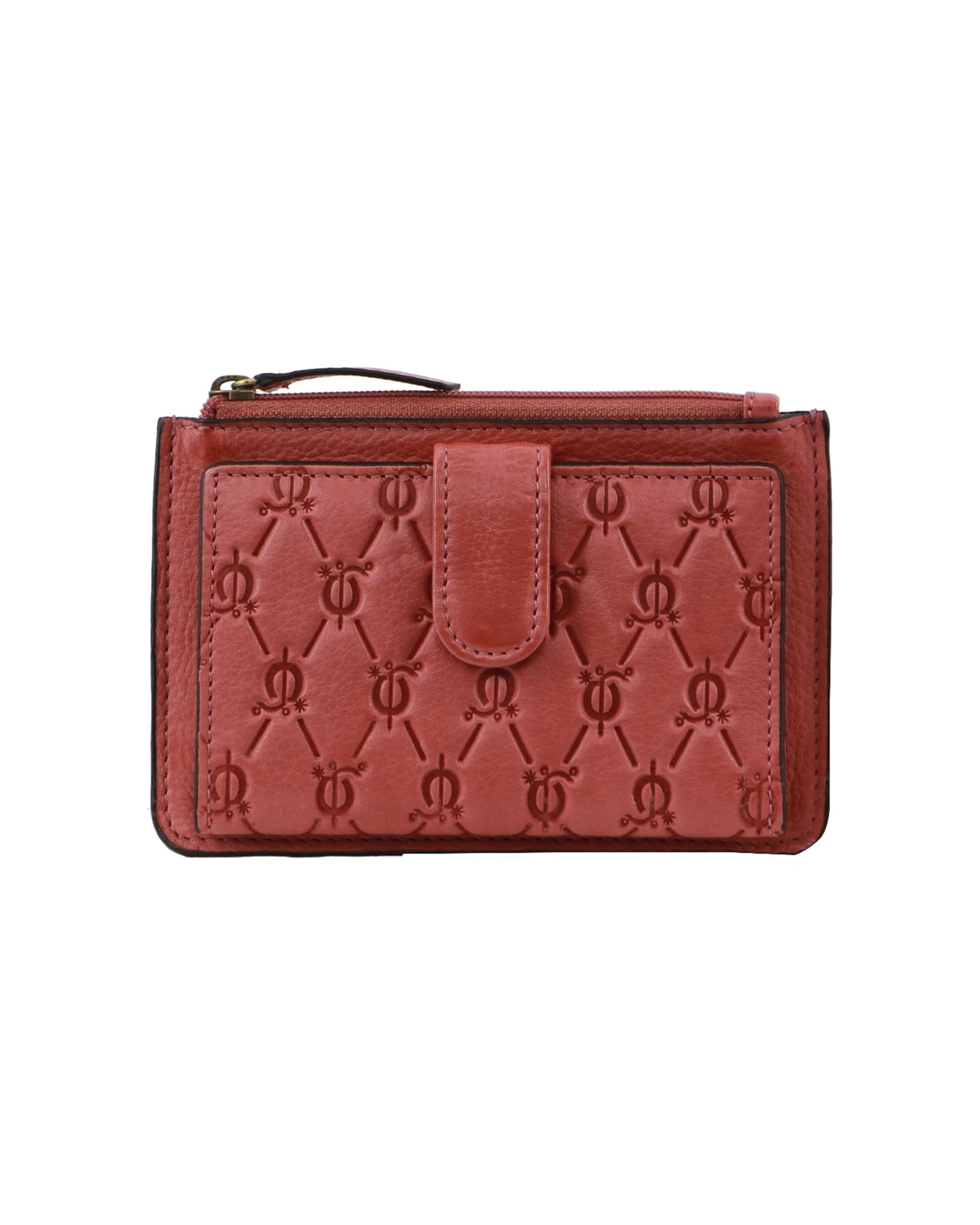 1 Pierre Cardin Leather Embossed Zip Purse Wallet 14 cm Marsala - Red, 1 of 1