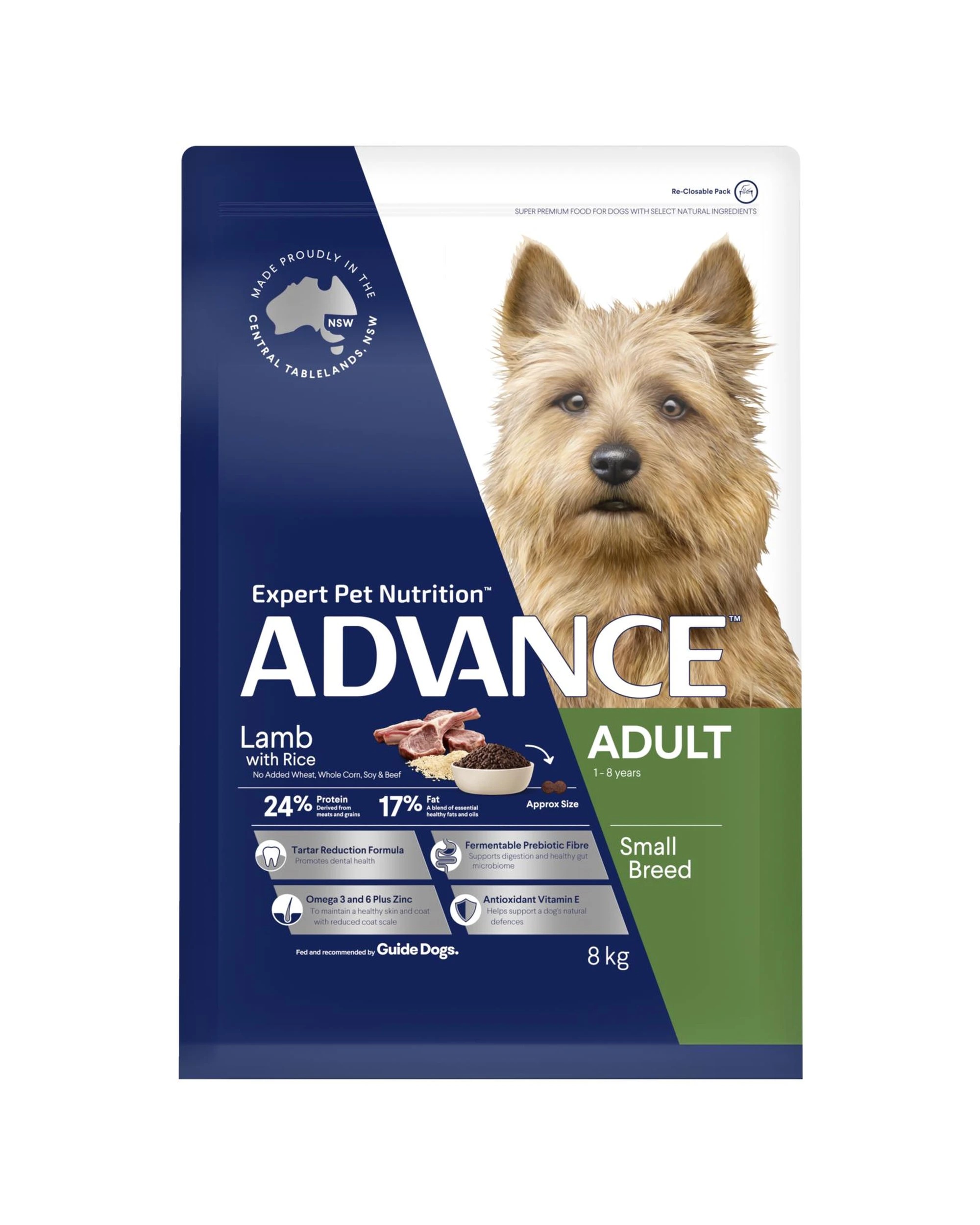 2 Advance Adult Small Breed Dry Dog Food Lamb w/ Rice 8kg, 2 of 3