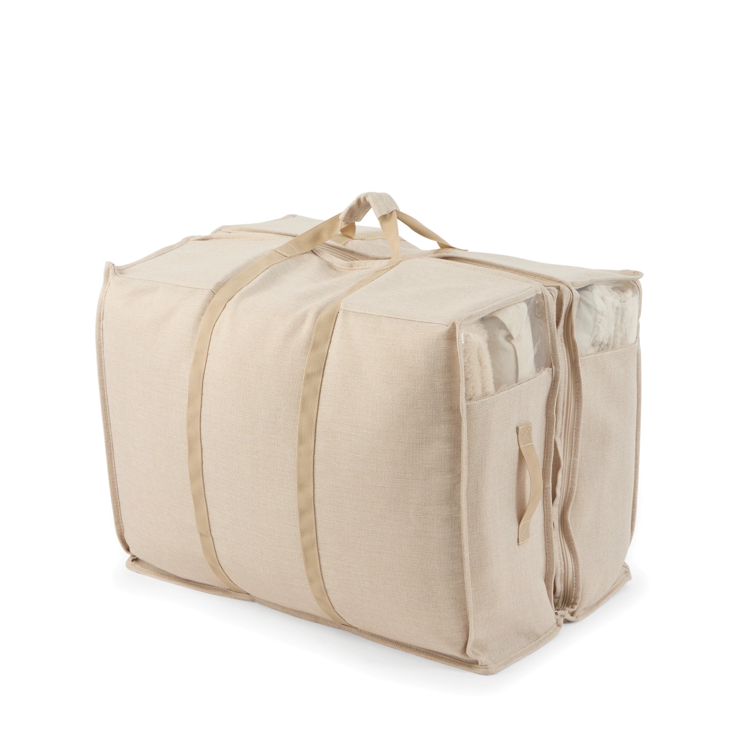 2 Linen Look 2 Section Large Storage Bag, 2 of 9