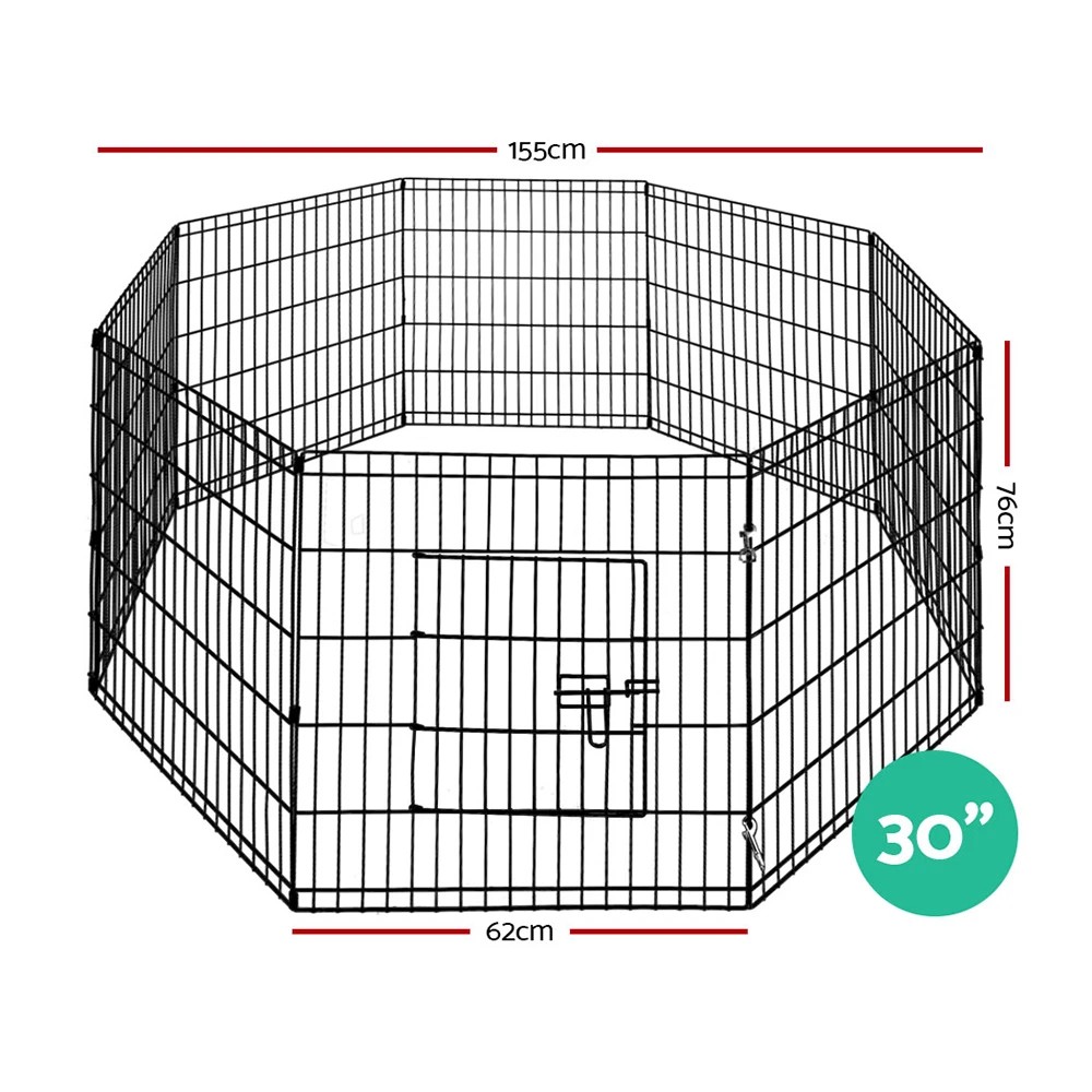 2 i.Pet 30" 8 Panel Dog Playpen Pet Fence Exercise Cage Enclosure Play Pen - Black, 2 of 7
