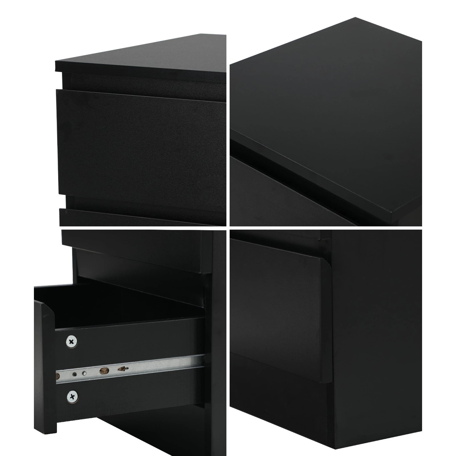 4 Oikiture Bedside Tables Set of 2 Side Table Storage Cabinet Nightstand - Black, 4 of 9