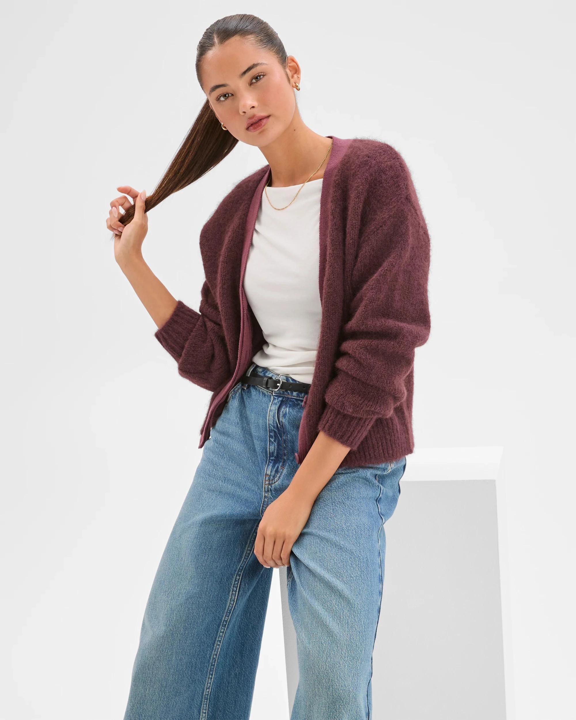 8 Lily Loves Contrast Bind Cardigan FUDGE, 8 of 8