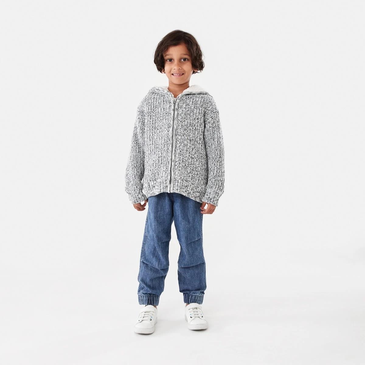 5 Sherpa Knit Hoodie Wht Twist, 5 of 8