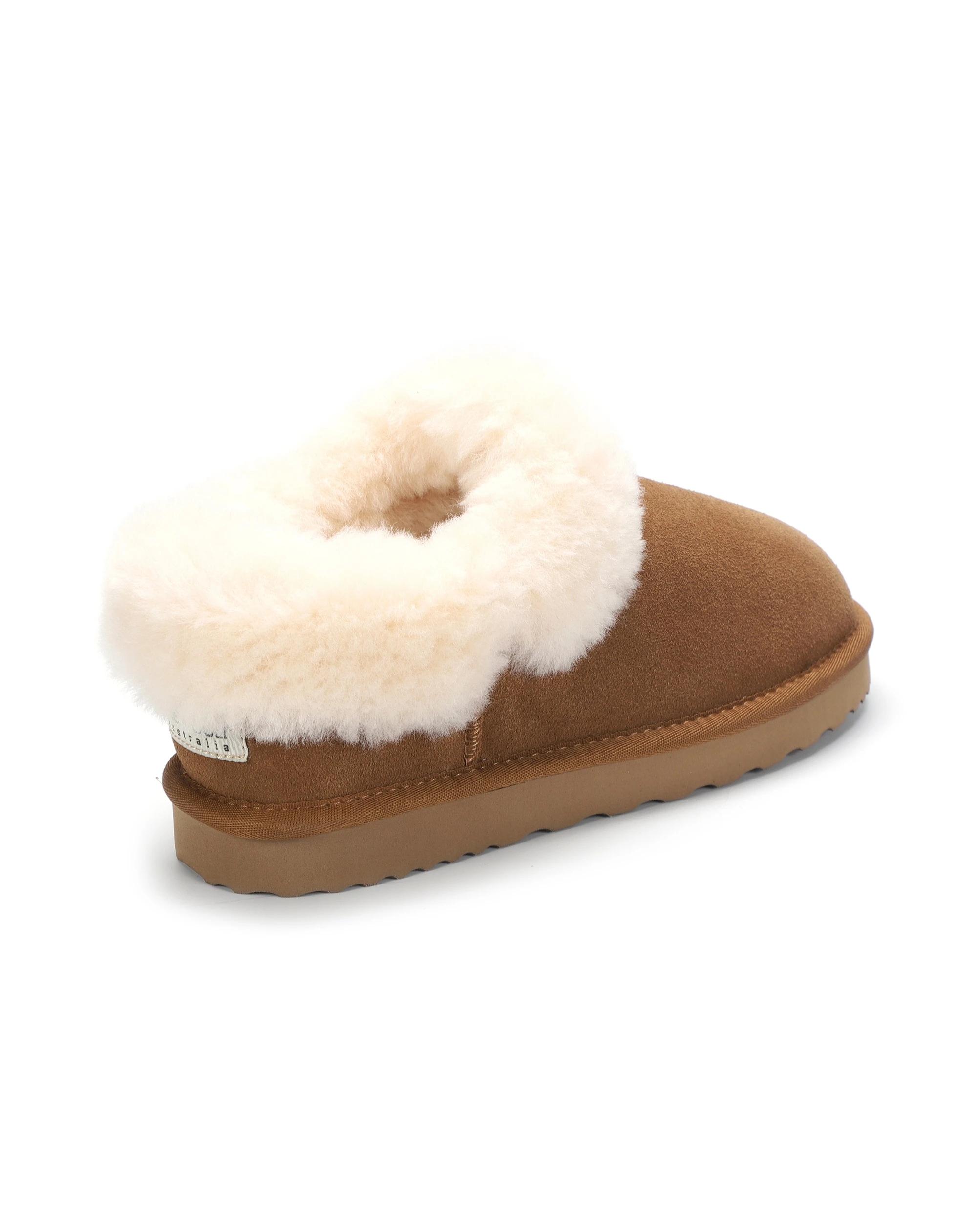 3 AUS WOOLI Cozy Sheepskin UGG Ankle Slippers TAN, 3 of 6