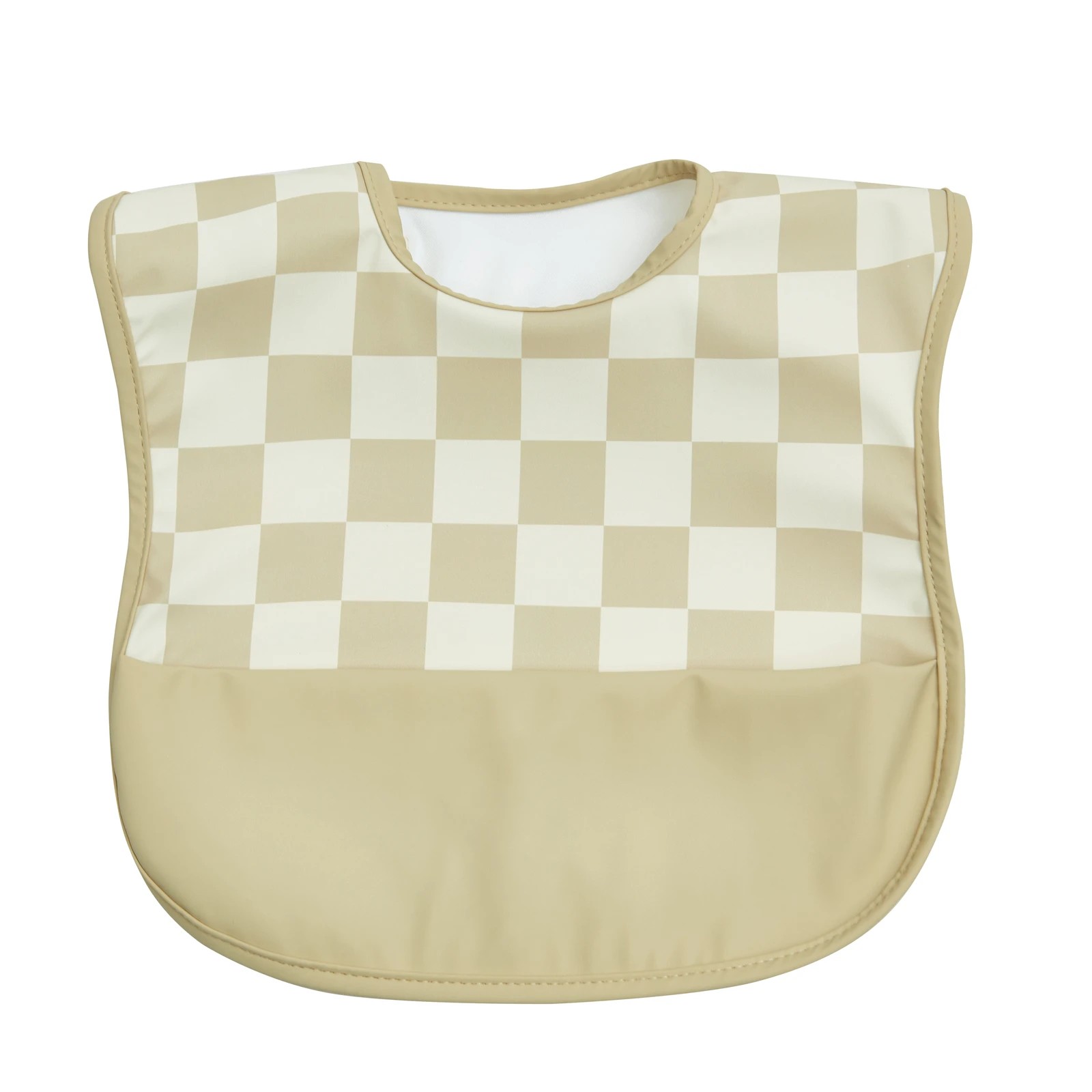 3 Big Softies 2 Pack Recycled pouch bibs wipe free, Beige check, 3 of 5