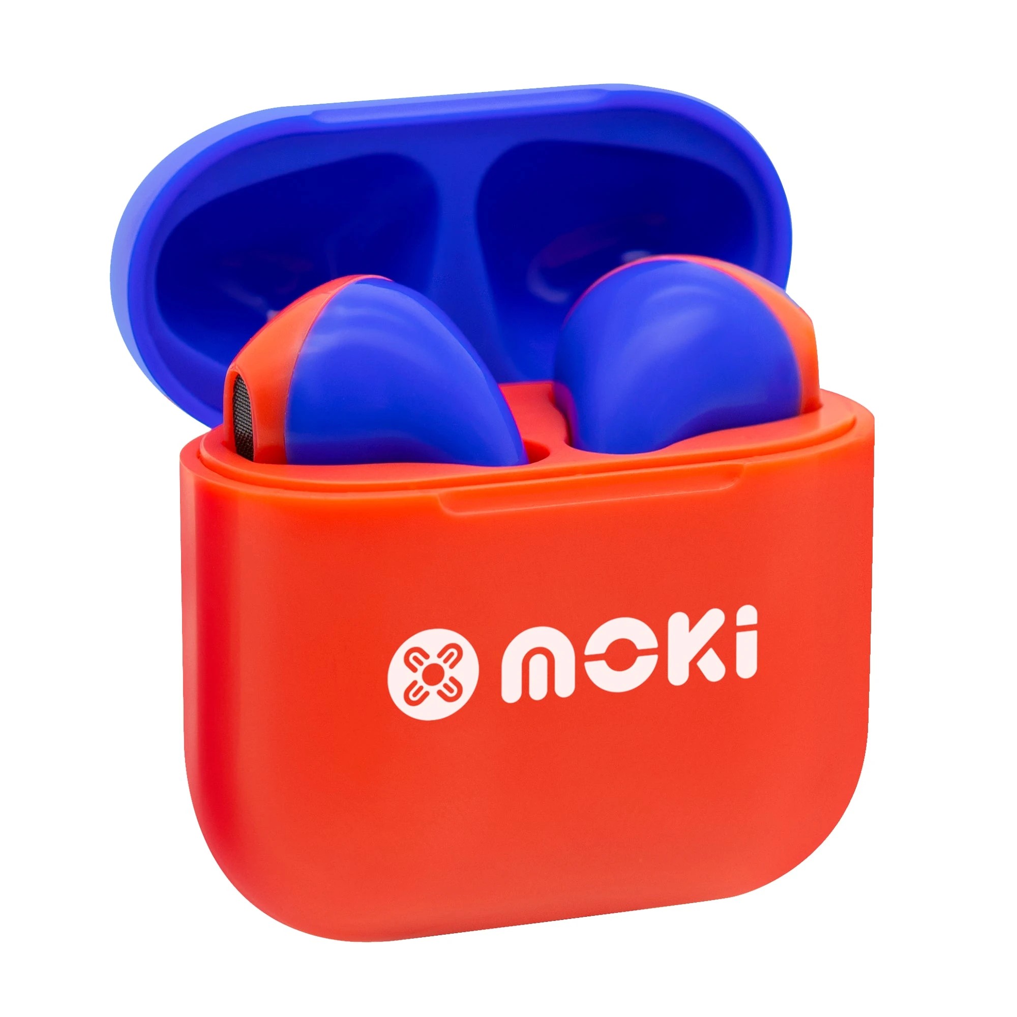 1 MokiPods Mini TWS Earphones for Kids - Volume Limited 85dB, Red/Blue - Multi, 1 of 4