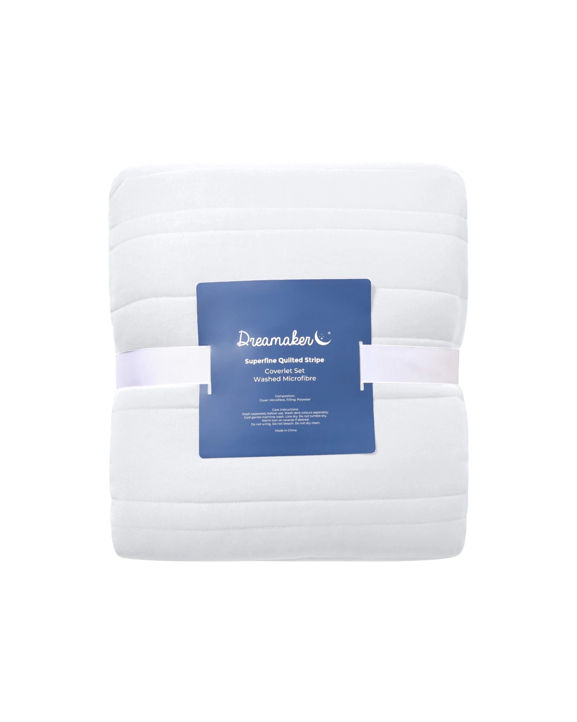 7 Dreamaker Superfine Washed Microfibre Stripe Quilted Coverlet Set - Queen/King - White, 7 of 7