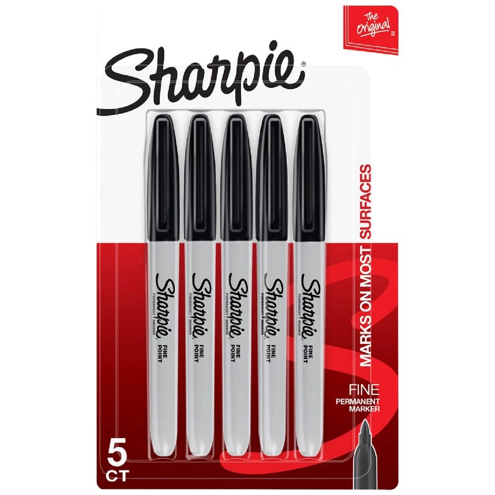 1 Sharpie Fine Permanent Marker Black 5 Pack, 1 of 10