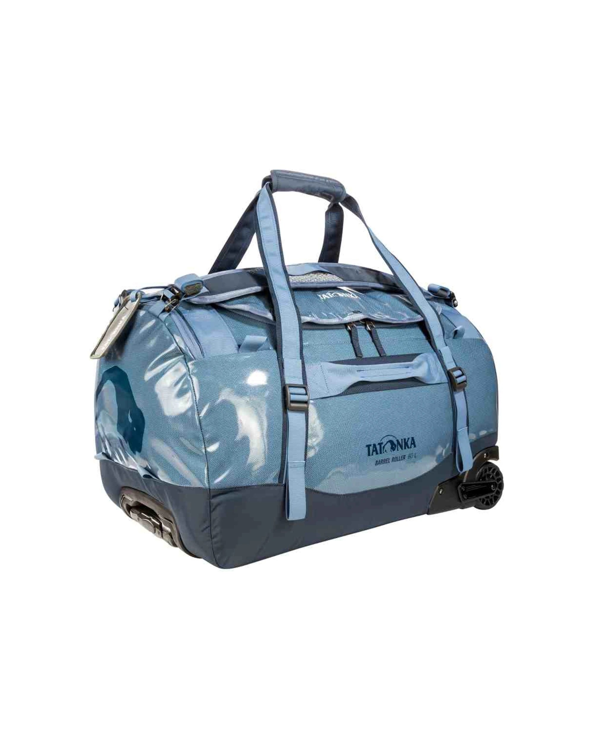 1 Tatonka Barrel Roller Wheeled Travel Duffel Bag 60L Nylon Telescopic Handle - Blue, 1 of 4