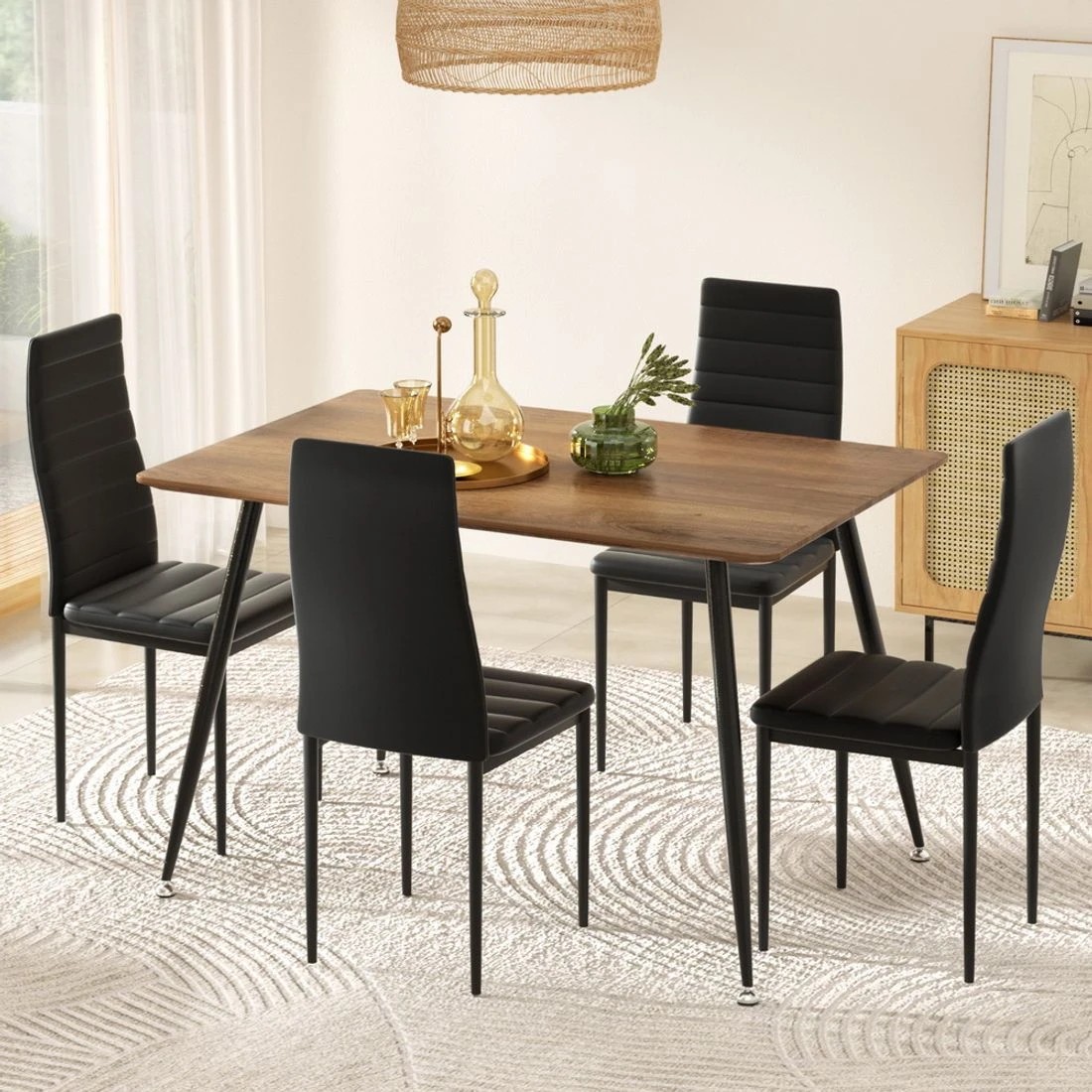 6 1 Artiss Dining Table and 4 Chairs Set Rectangle Metal - Multi, 6 of 6