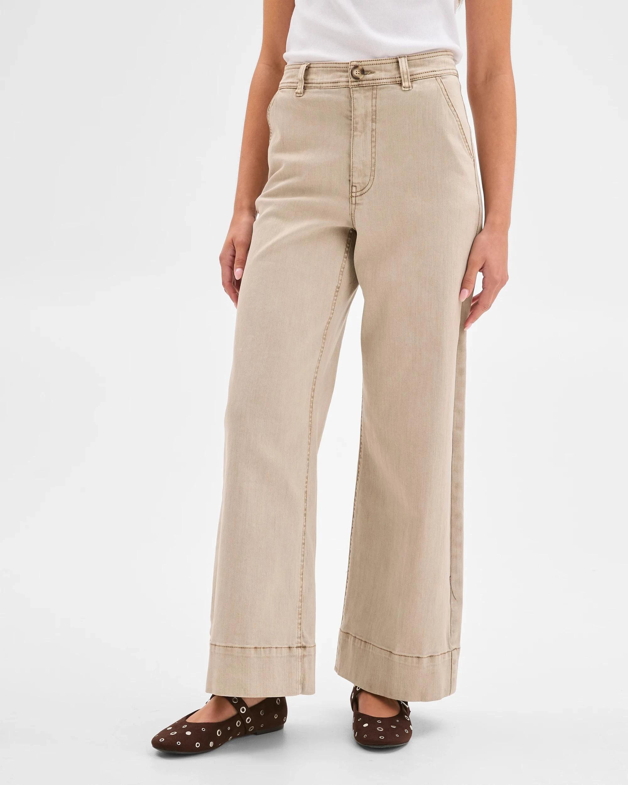 2 Target Petites Petites Australian Cotton Blend Stretch Twill Wide Leg Pants STRING, 2 of 5