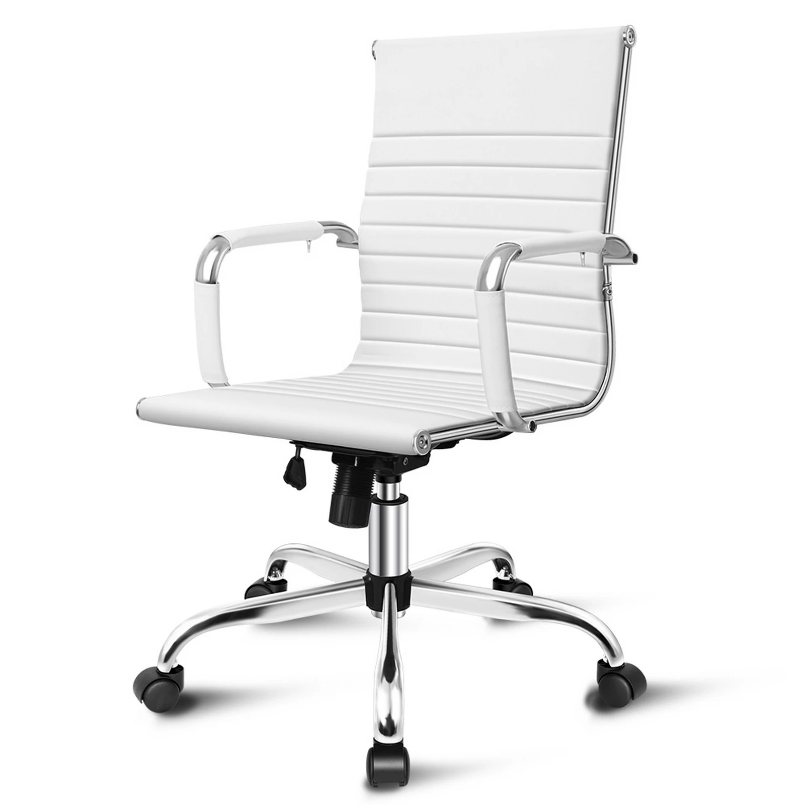 1 Alfordson Office Chair Ergonomic Executive Computer Seat Gaming Mid Back - White, 1 of 10