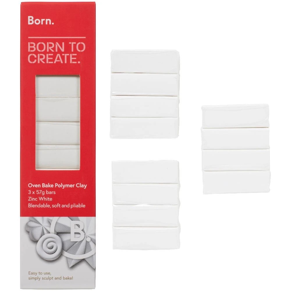 4 Born Oven Bake Polymer Clay Zinc White 3 Pack, 4 of 4
