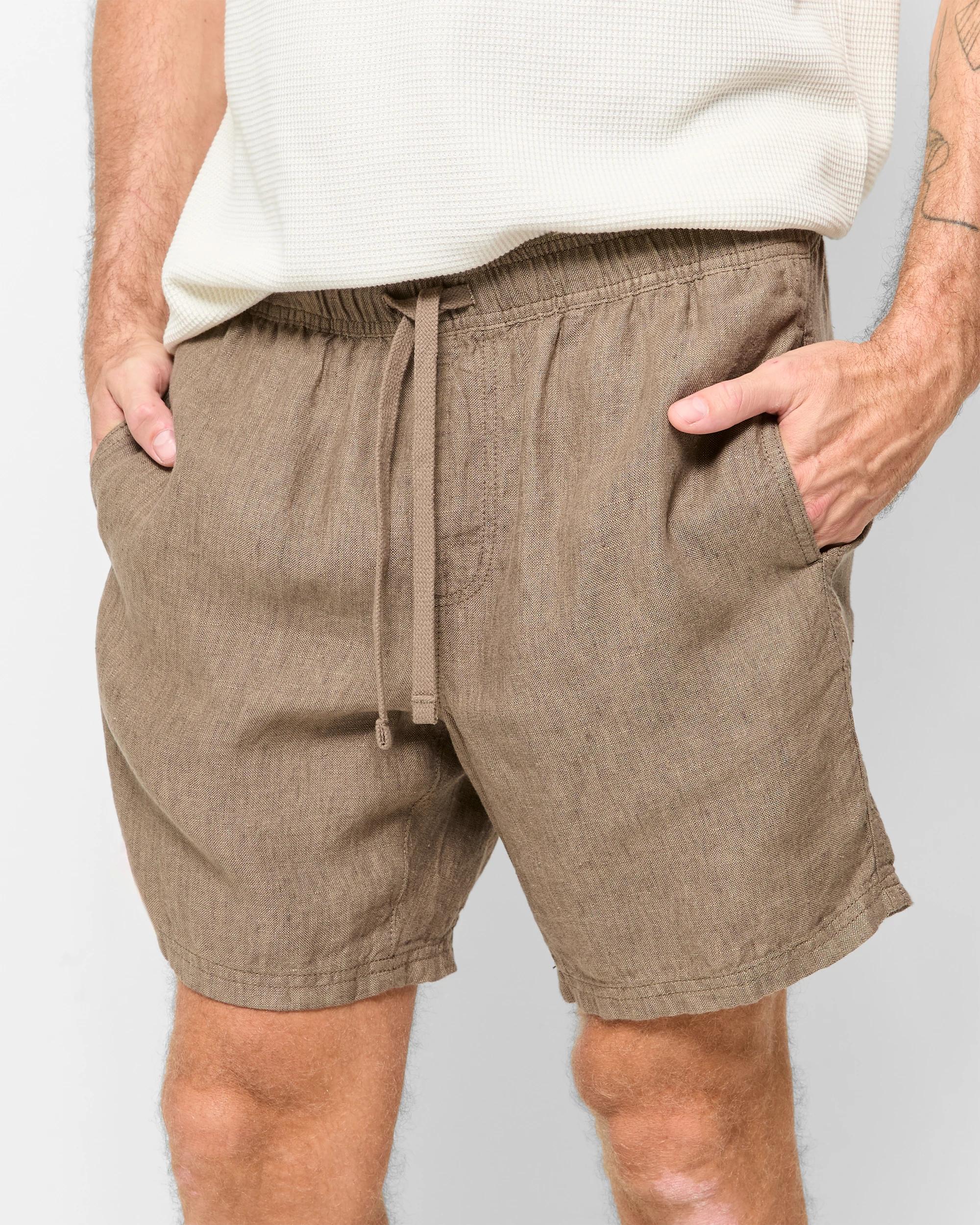 3 Target European Linen Shorts MUSHROOM, 3 of 6