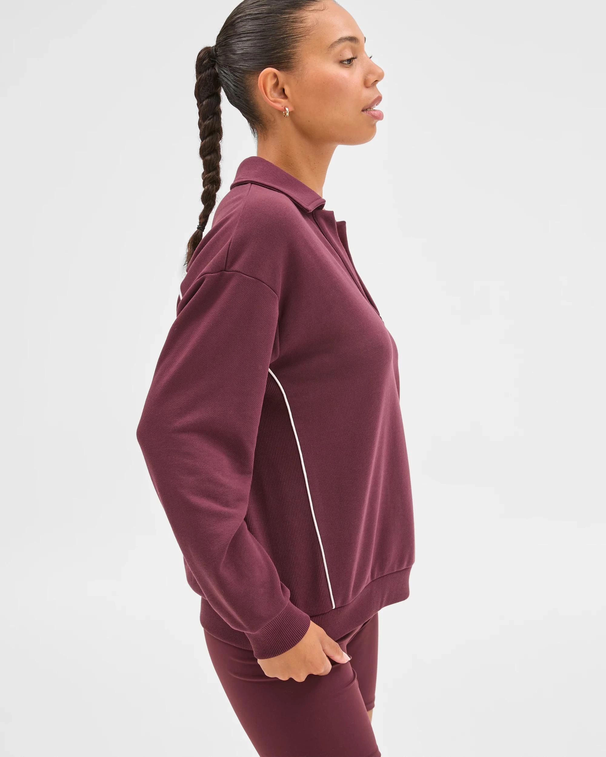 3 Target Active Active Australian Cotton Blend Rugby Polo Jumper WINE/MIST, 3 of 6