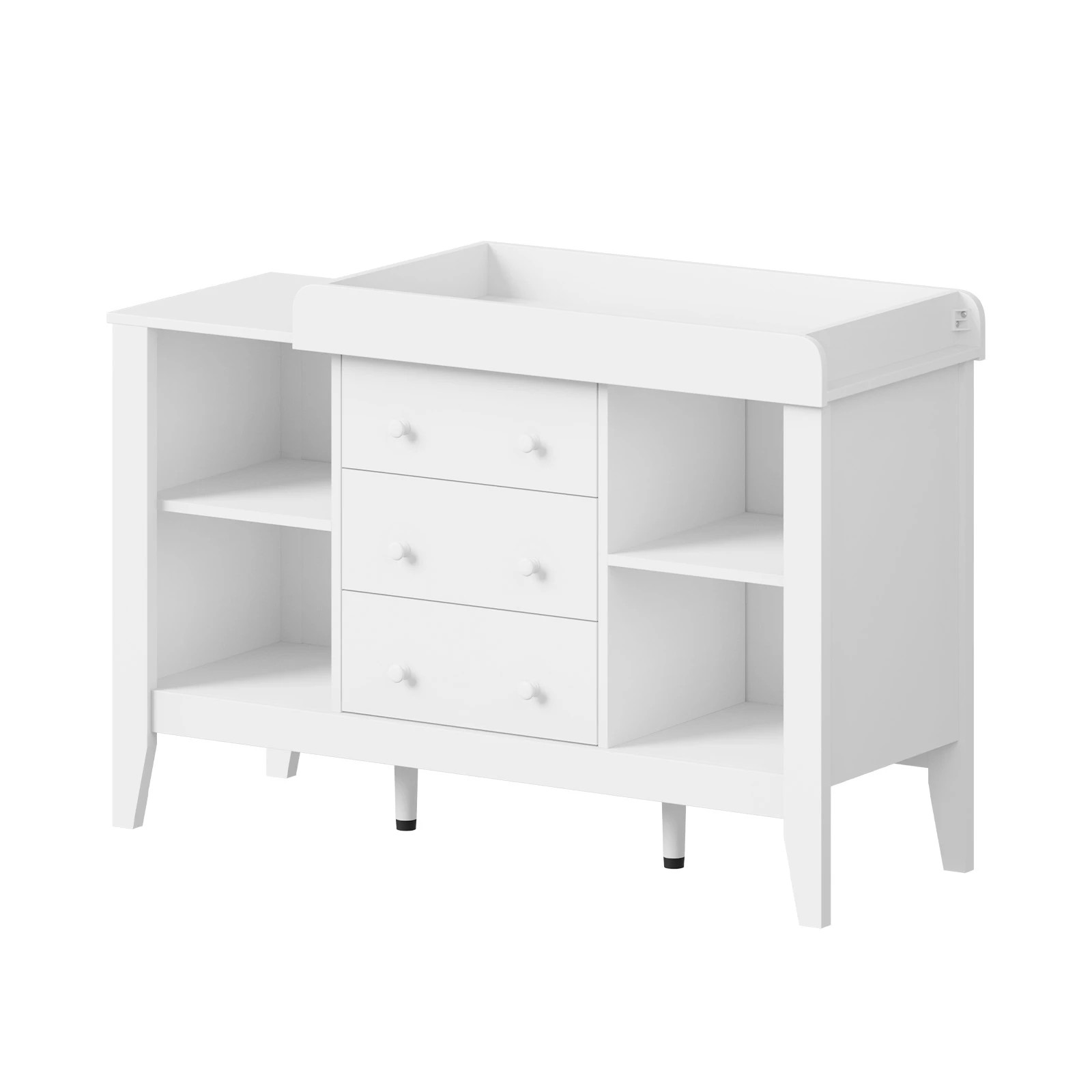 1 Oikiture Baby Changing Table Drawers Chest Kids Cabinet Changer Nursery - White, 1 of 10
