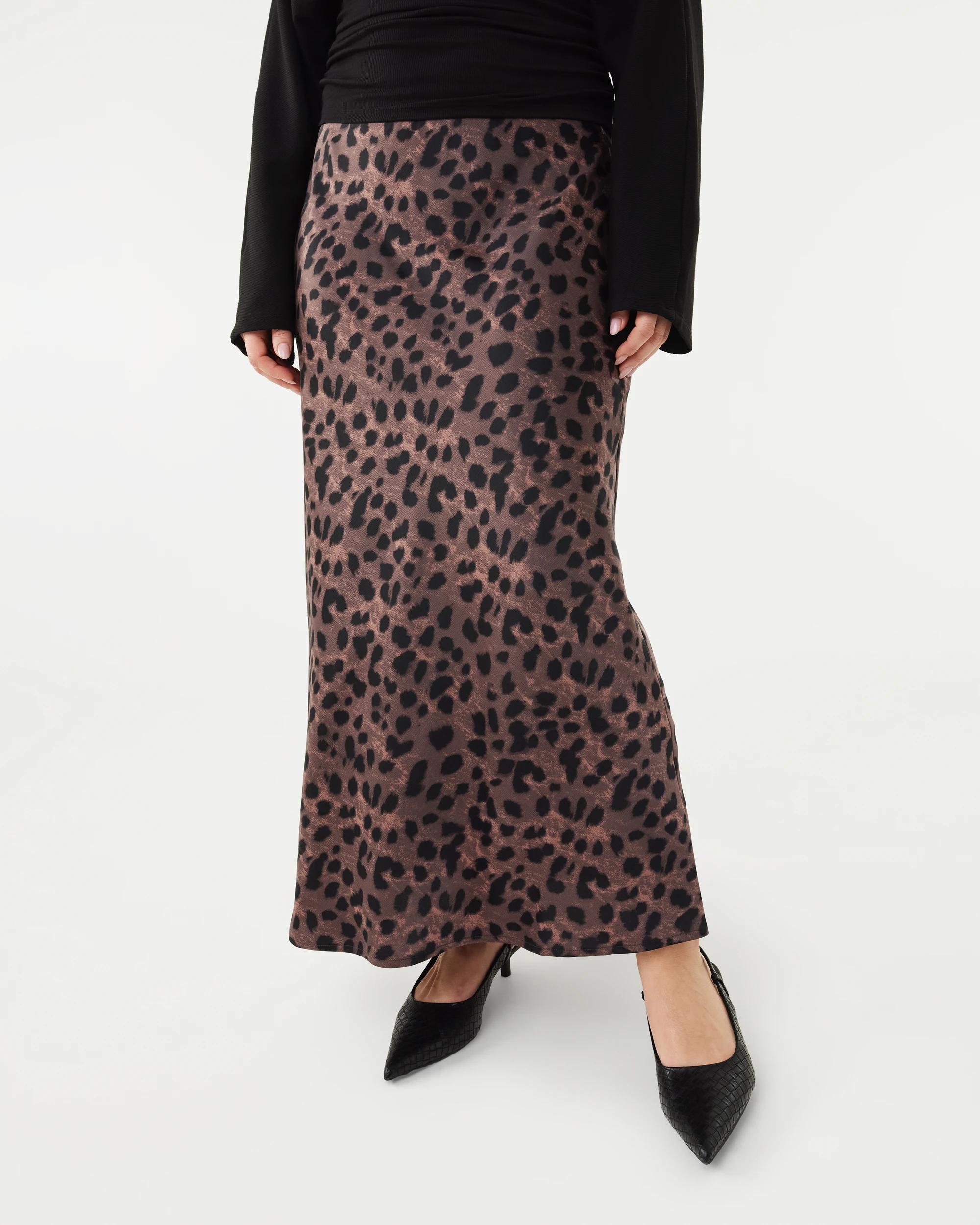 1 Satin Slip Skirt Choc Leo, 1 of 7