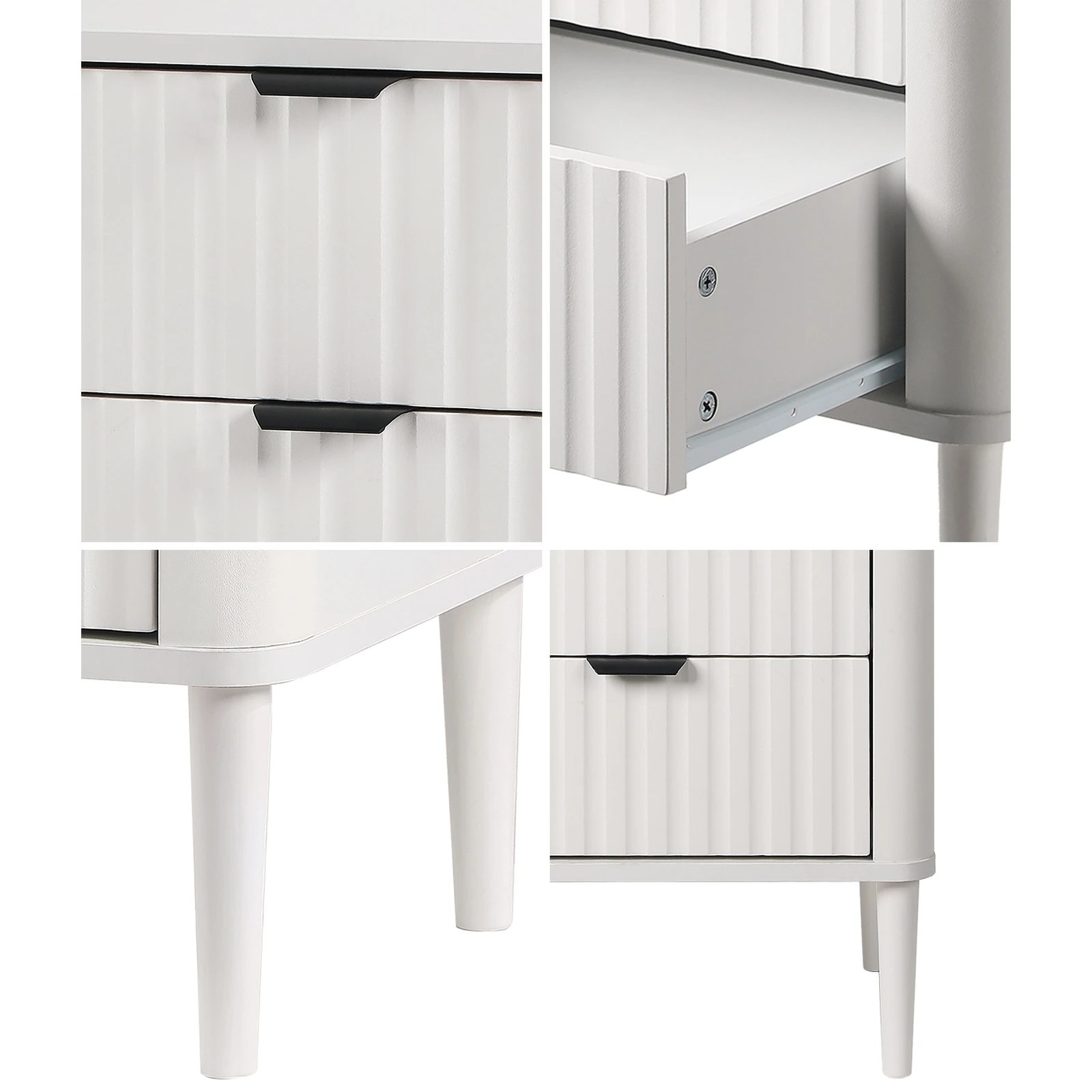 4 Oikiture Bedside Table Nightstand Side Storage 2 Drawers Cabinet - White, 4 of 9