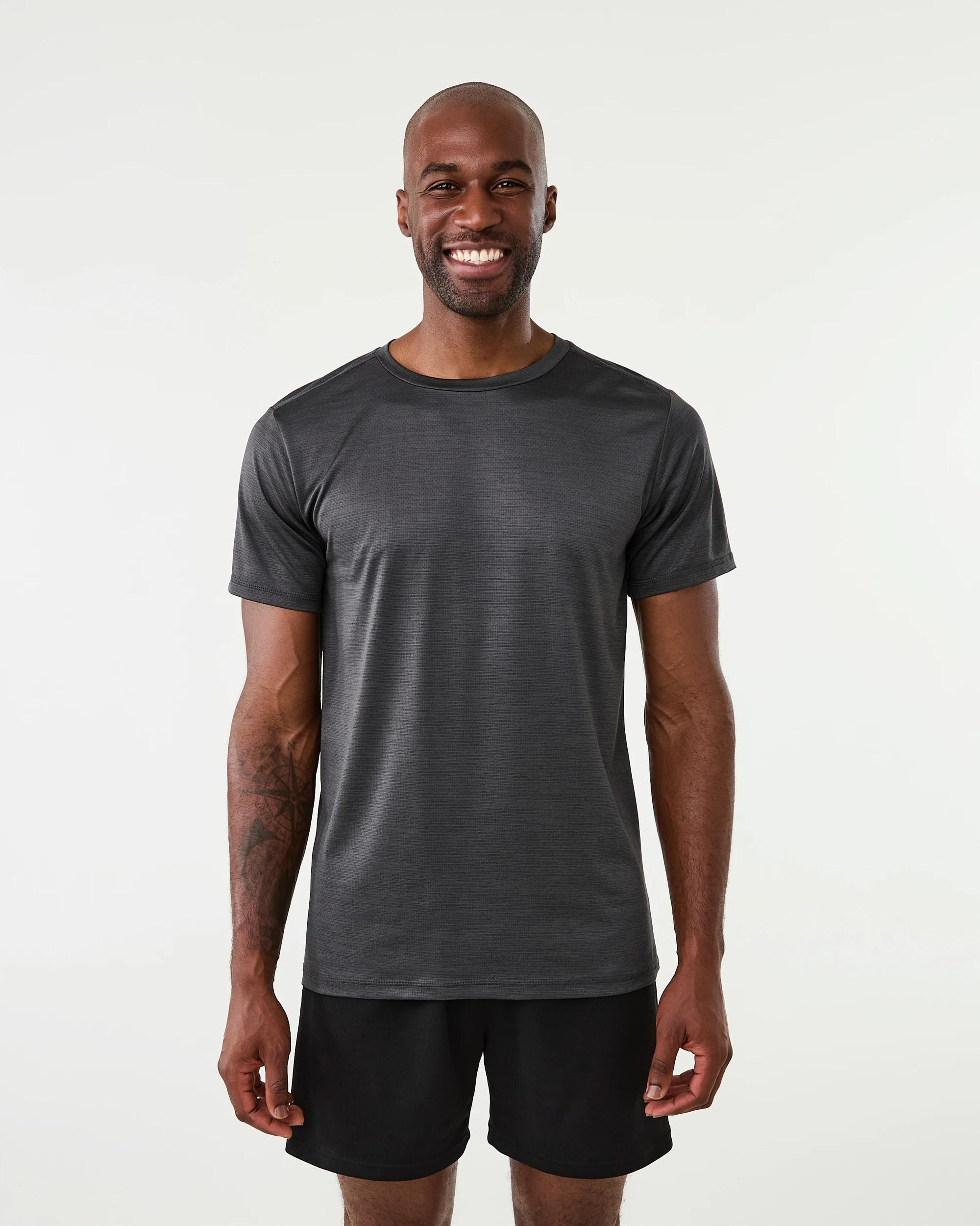 1 Active Mens Crew Neck Cationic T-shirt Gry Drkish, 1 of 6