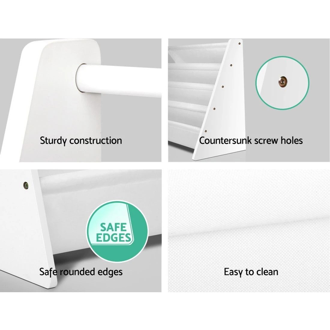 7 Keezi 4 Tiers Kids Bookshelf Magazine Shelf Children Bookcase Rack Organiser Toy Storage Reading Nook Playroom - White, 7 of 8