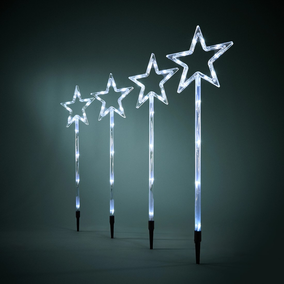 1 4 Pack Solar LED Light Up Star Stakes, 1 of 10