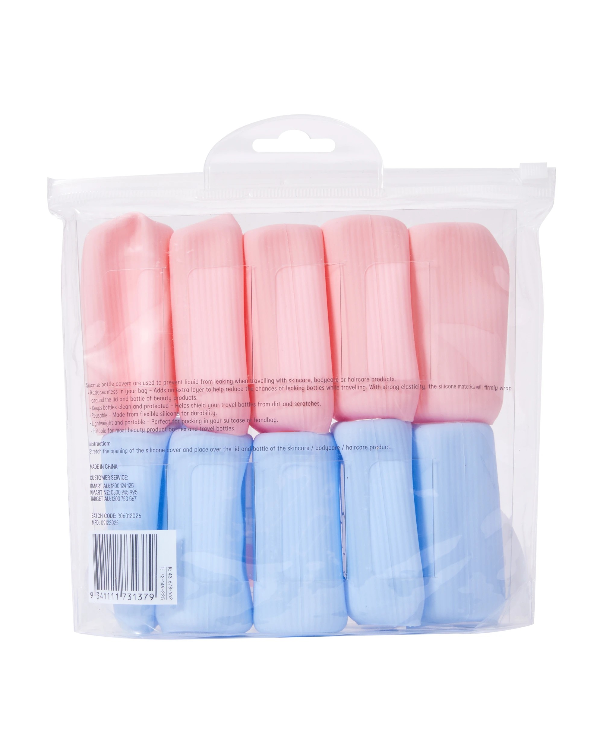 4 OXX Travel 10 Piece Silicone Travel Bottle Covers - Blue and Pink, 4 of 4