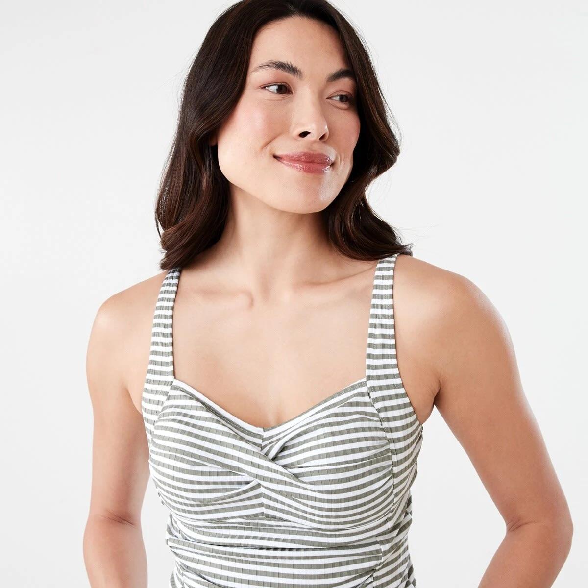 4 Twist Front Tankini BURNT OLIVE STRIPE, 4 of 7