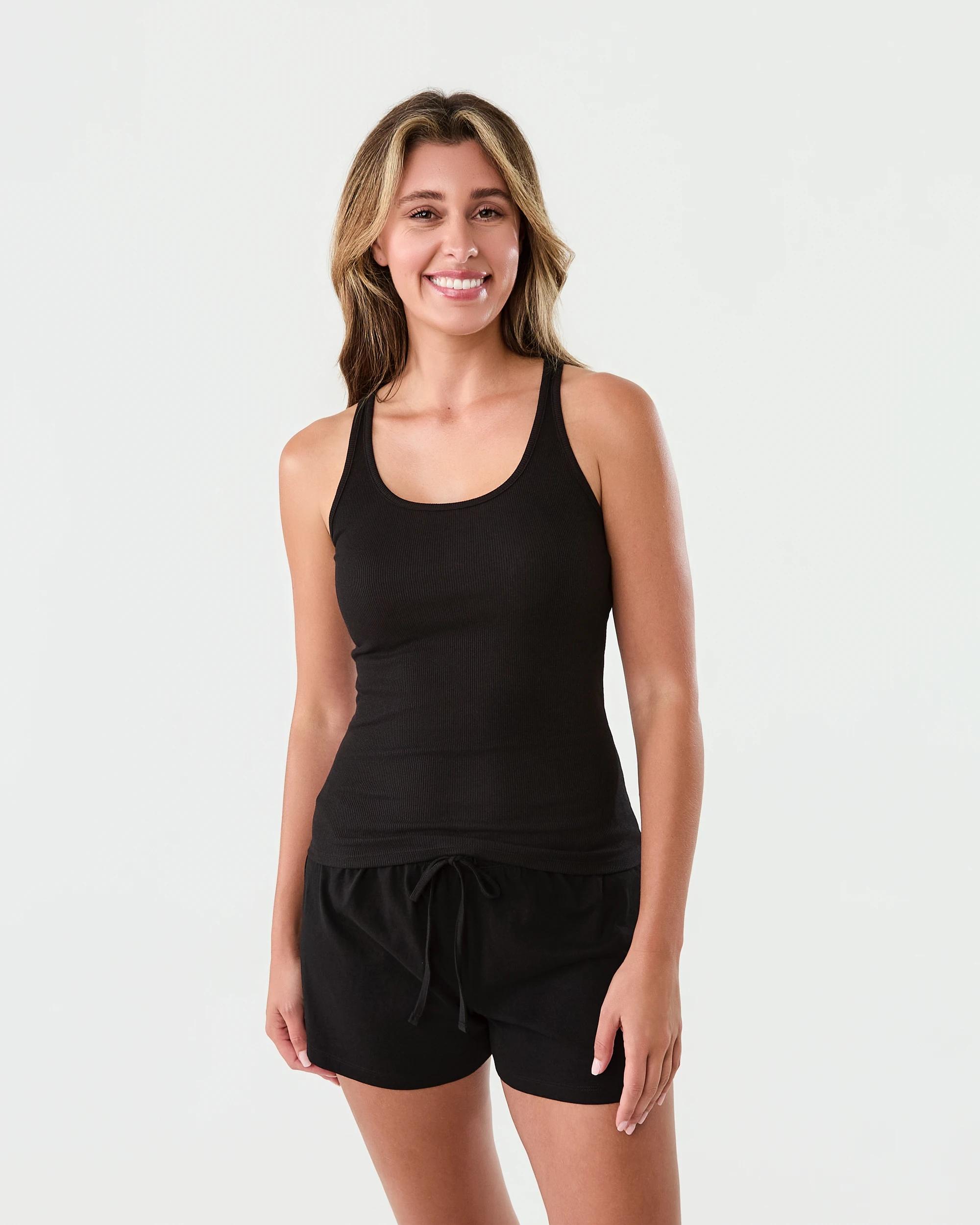 1 Cotton Blend Rib Tank BLACK, 1 of 6