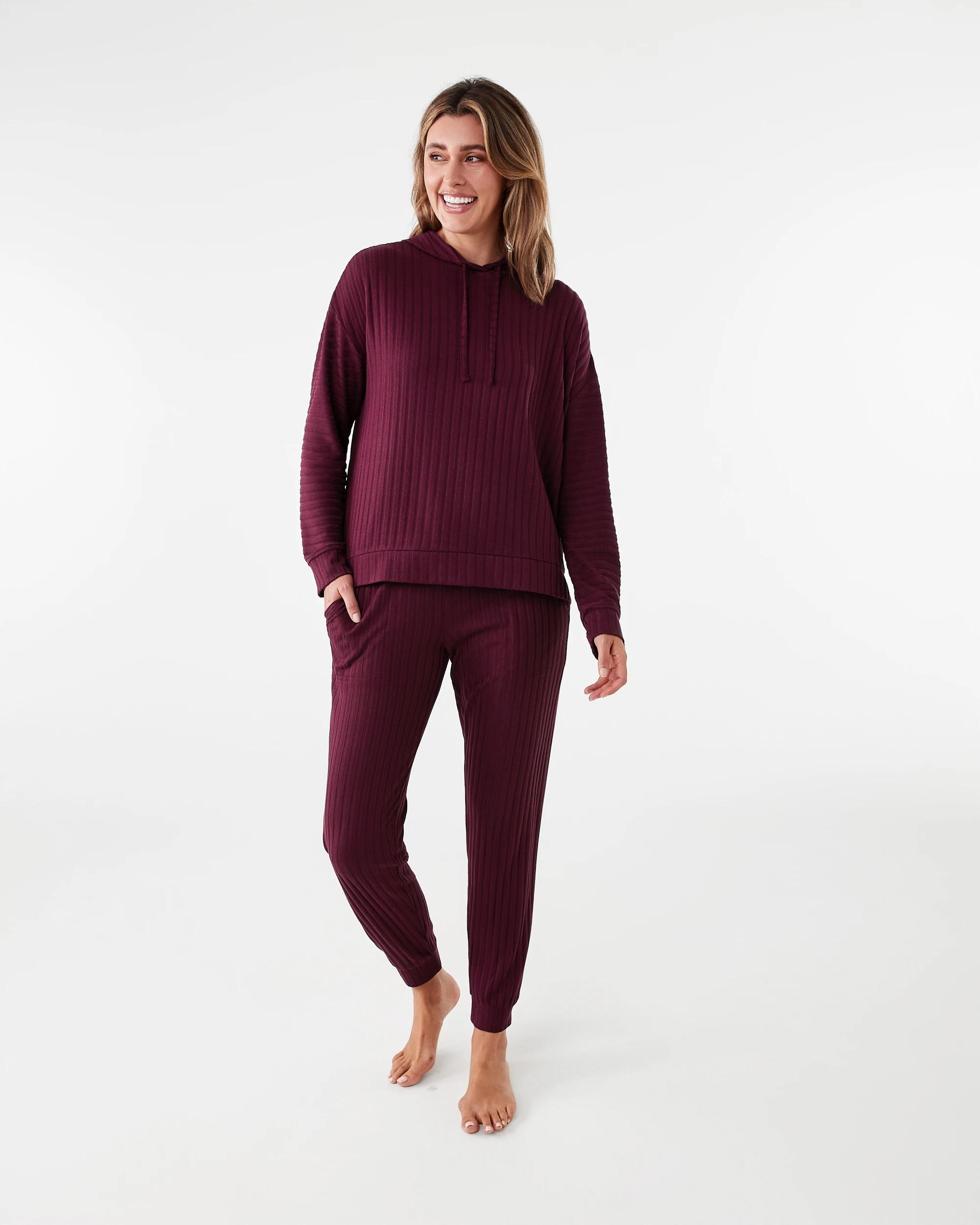 8 Long Sleeve Hooded Lounge Top Velvet Red, 8 of 8