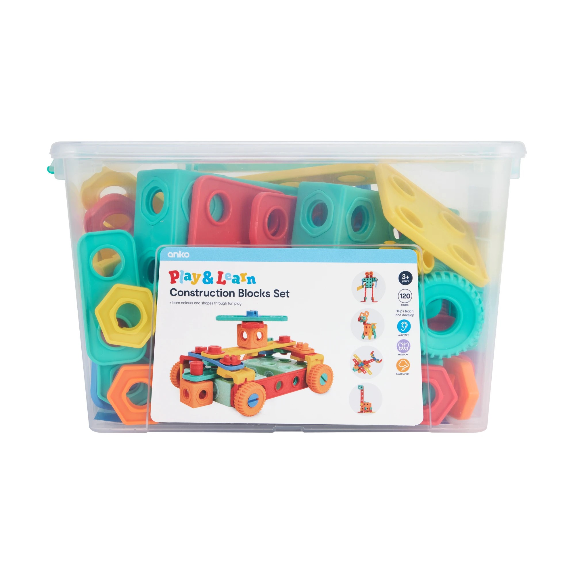 1 120 Piece Play & Learn Construction Blocks Set, 1 of 10