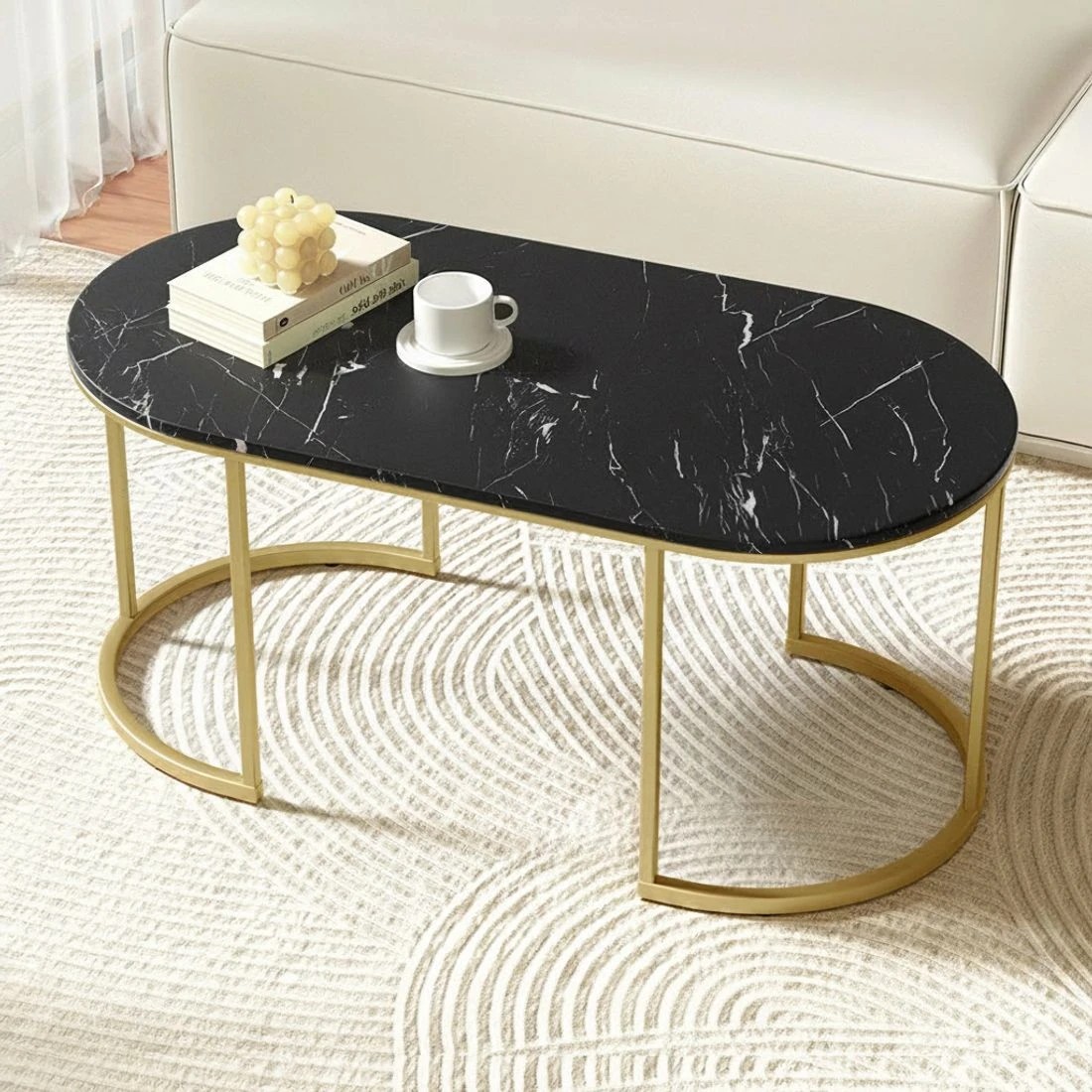 3 Artiss Coffee Table Marble Effect - Multi, 3 of 5