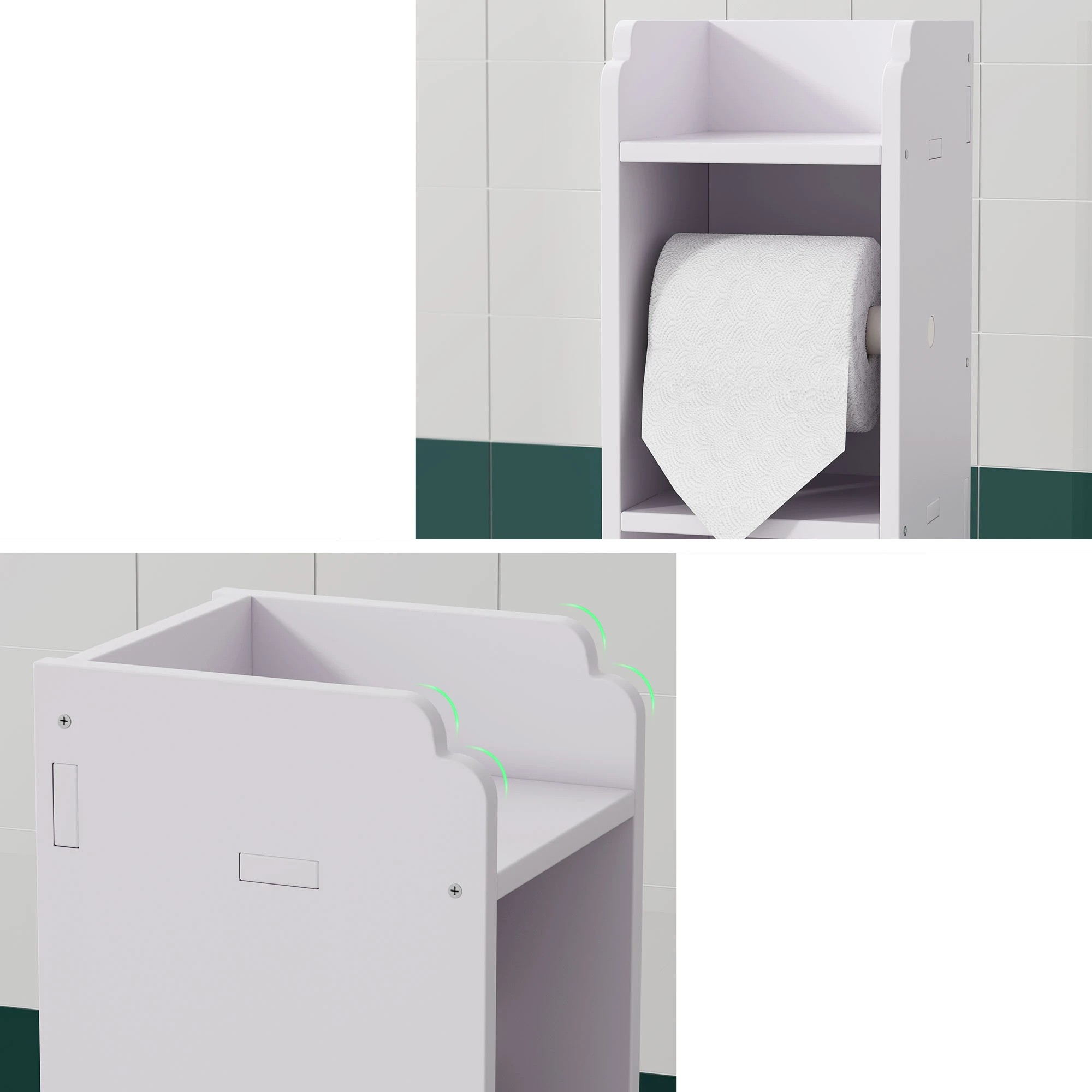5 Artiss 2X Bathroom Cabinet Toilet Roll Holder - White, 5 of 8