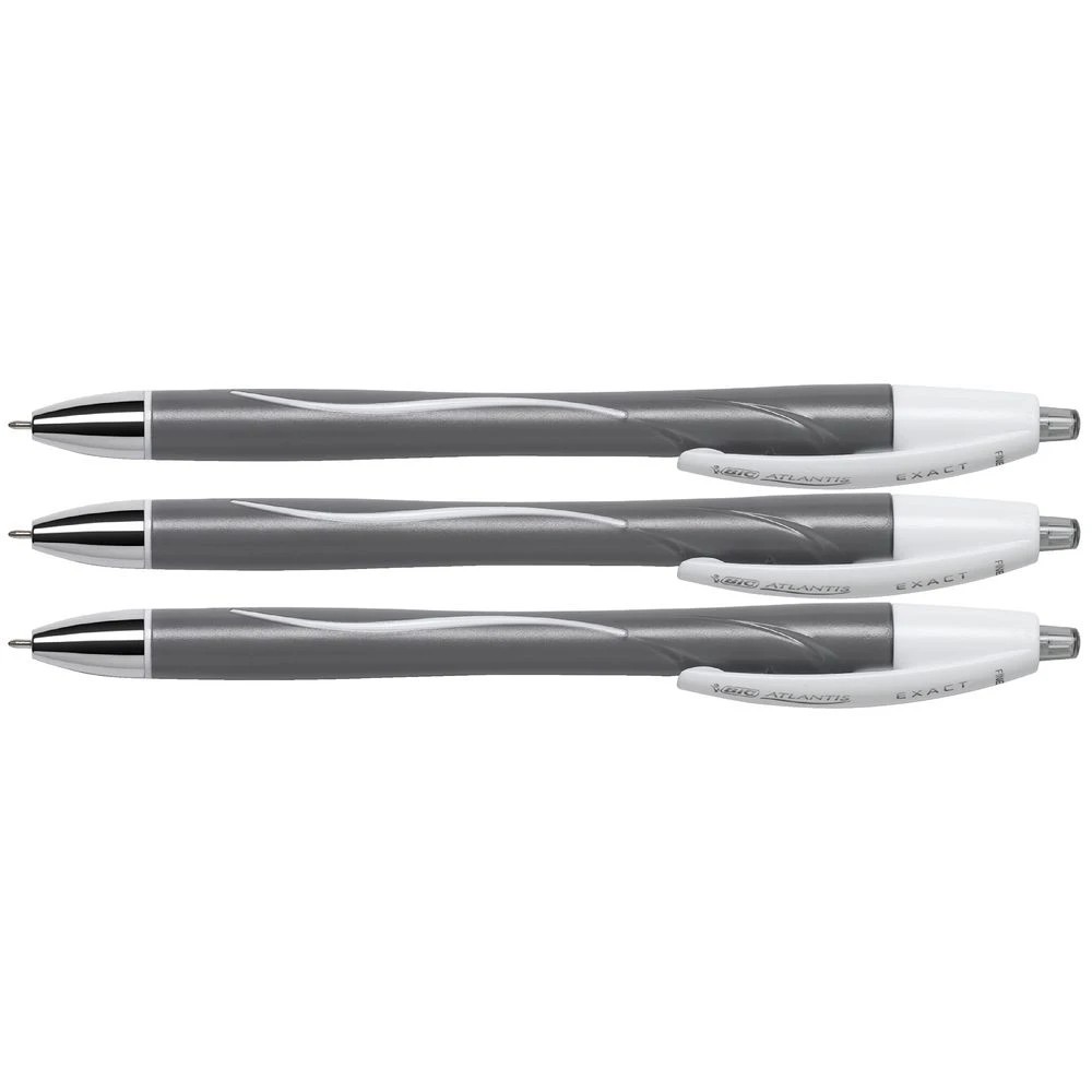 2 BIC Atlantis Exact Retractable Ballpoint Pen 0.7 Black 3 Pack, 2 of 2