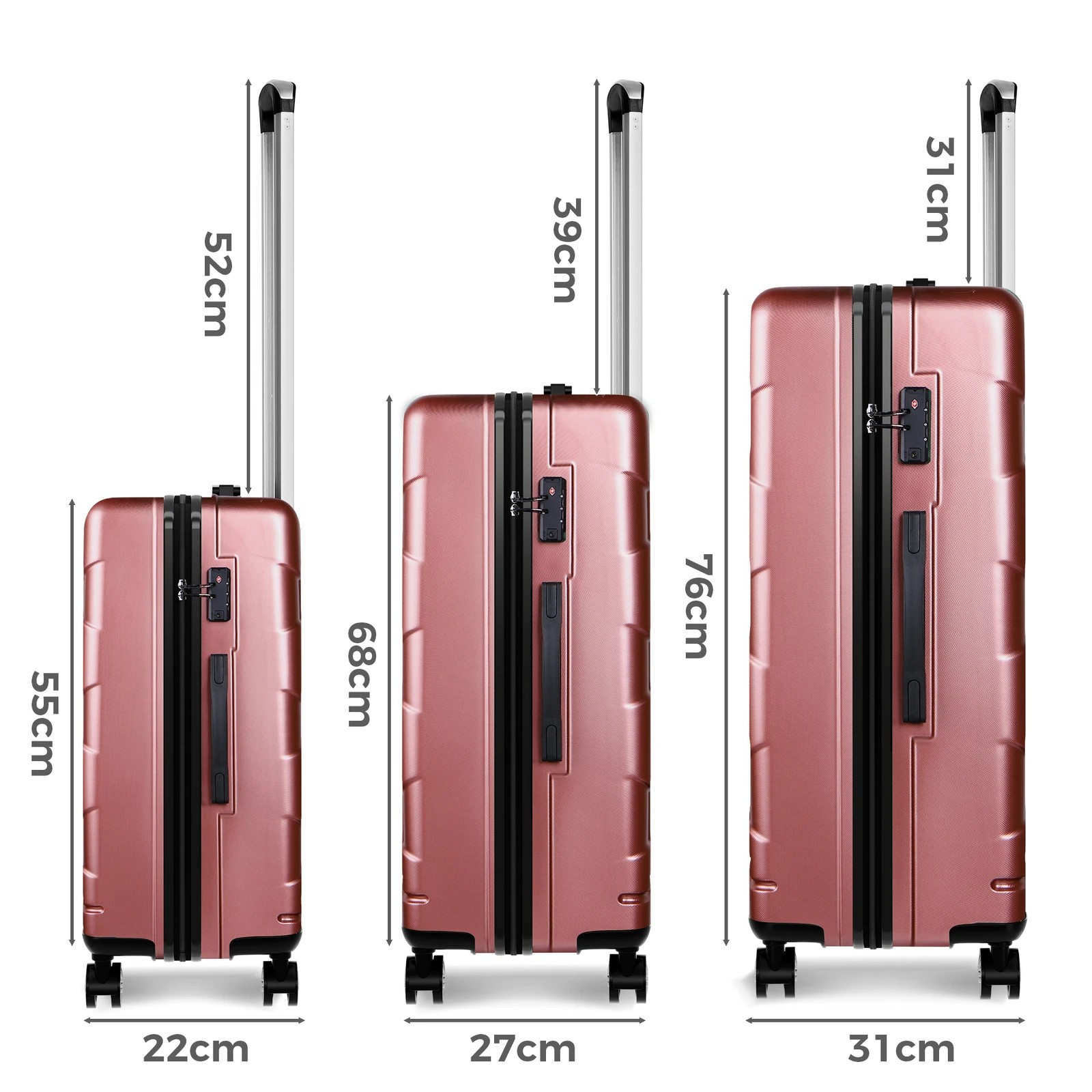 10 Alfordson Luggage 3PCS Set Suitcase Trolley TSA Carry on Hard Case - Pink, 10 of 10