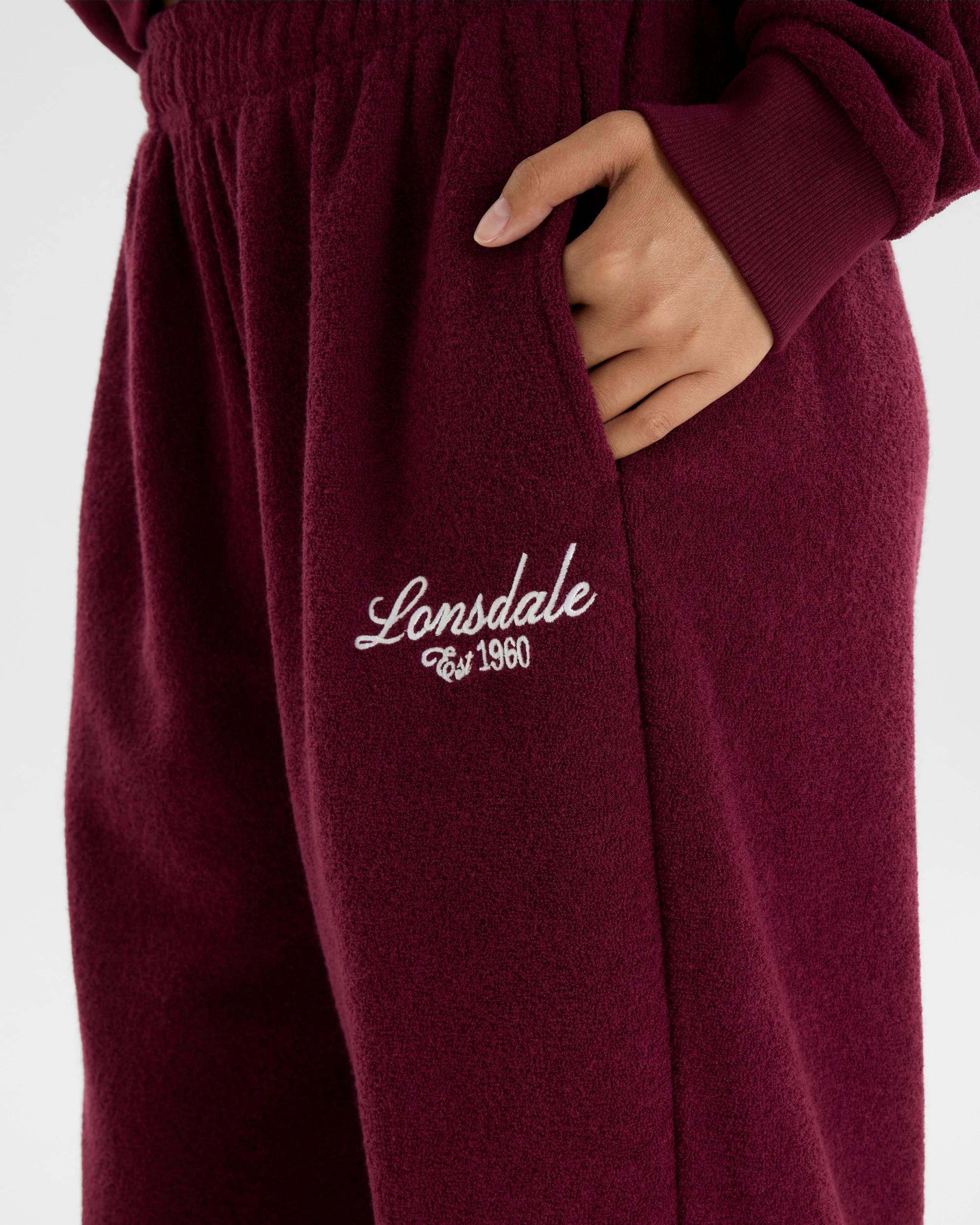 4 Lonsdale London Bouclé Wide Leg Pants DARK BERRY, 4 of 5