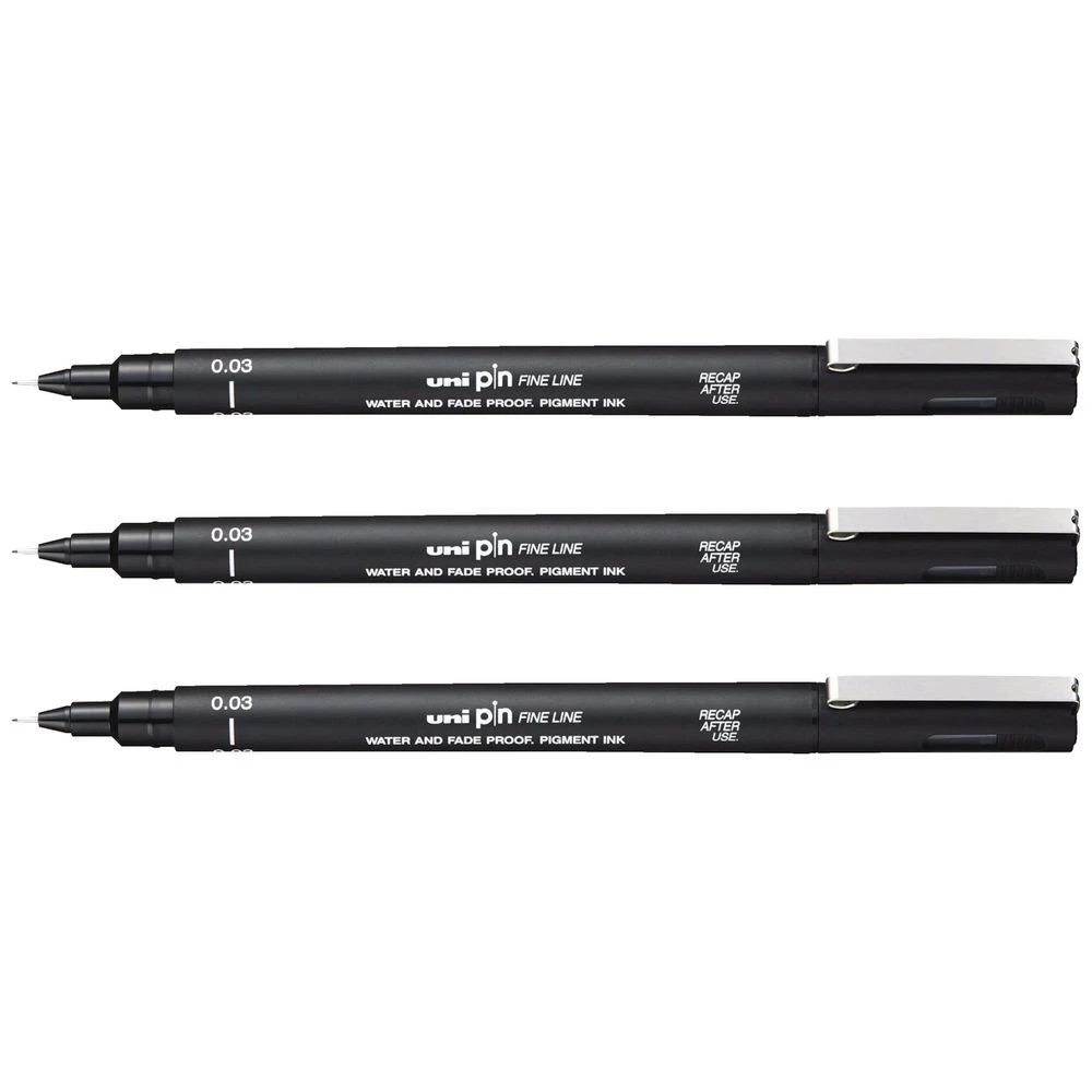 2 Uni Pin Fineliners 0.03mm Black 3 Pack, 2 of 2