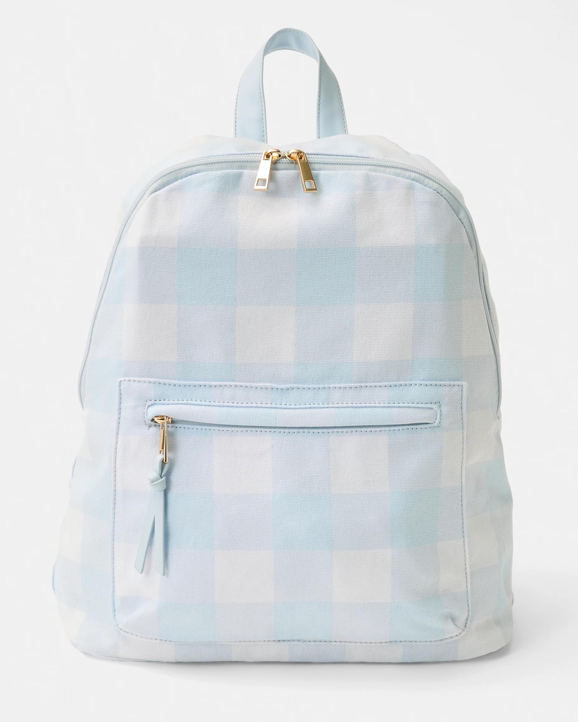 1 Canvas Backpack Blue Ging, 1 of 4