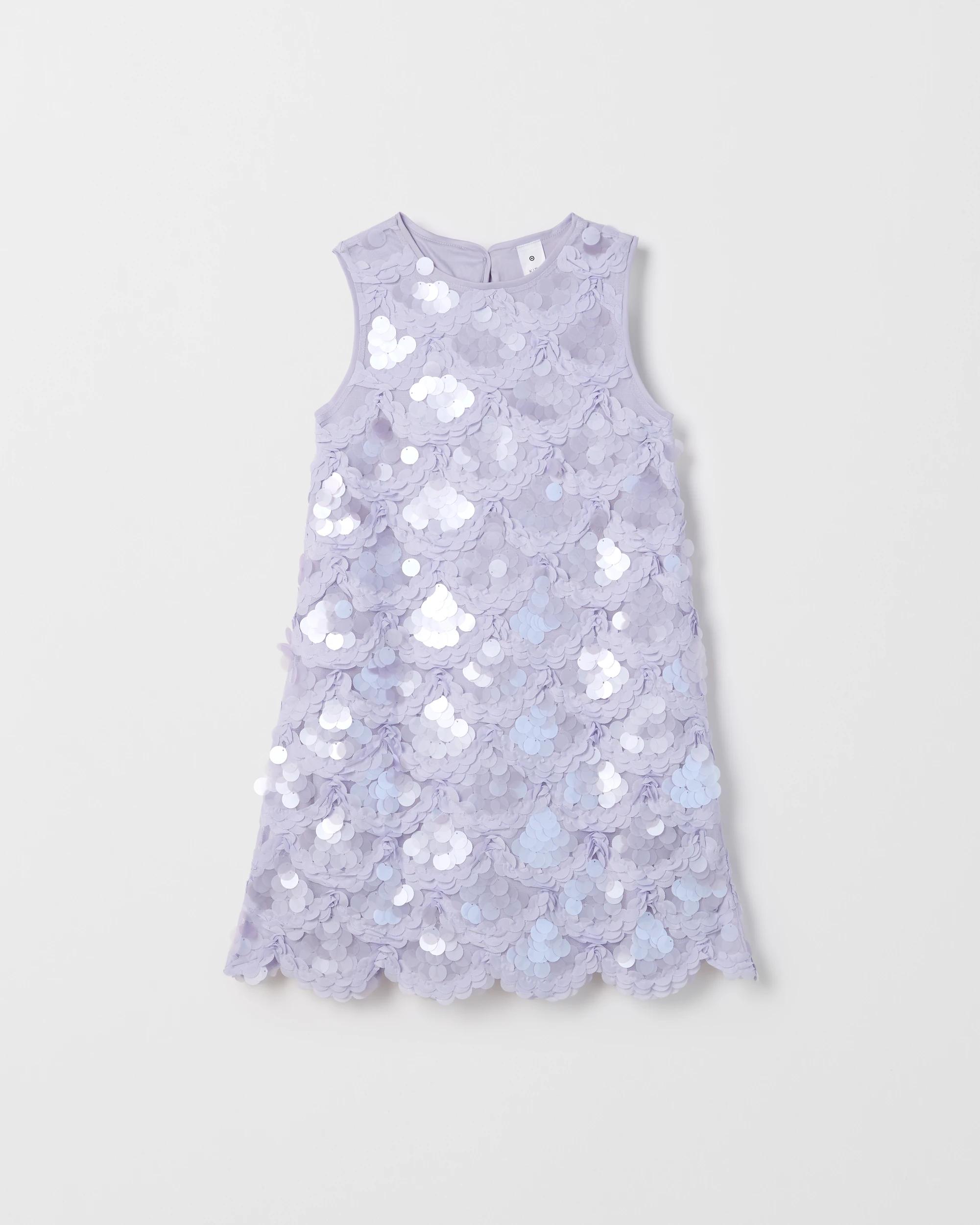 6 Target Kids Sequin Sleeveless Scallop Hem Occasion Dress LILAC, 6 of 7