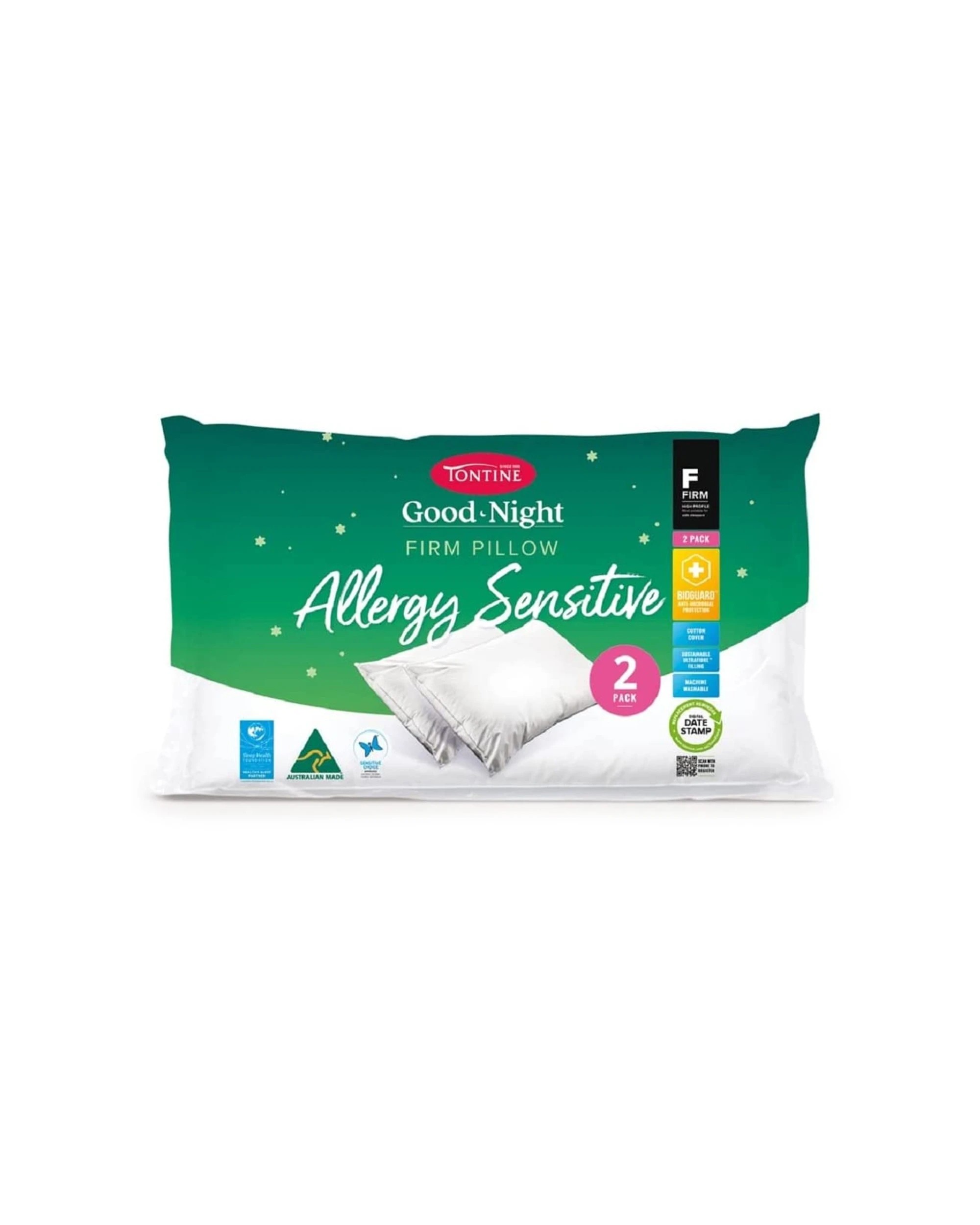 4 Tontine 2pc Allergy Sensitive Firm High Profile Pillows Machine Washable Australian Made - White, 4 of 6