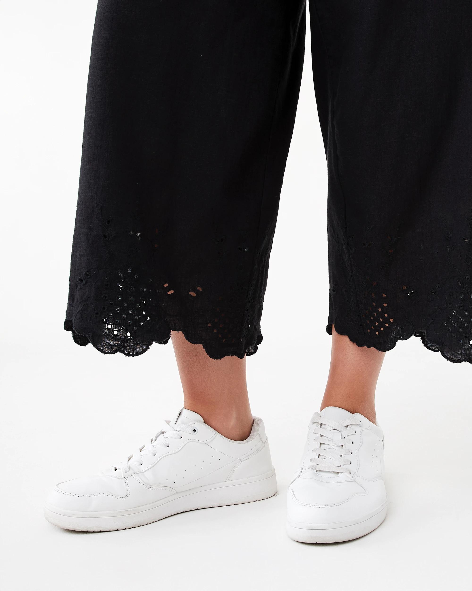 6 Embroidered Hem Pants Black, 6 of 6