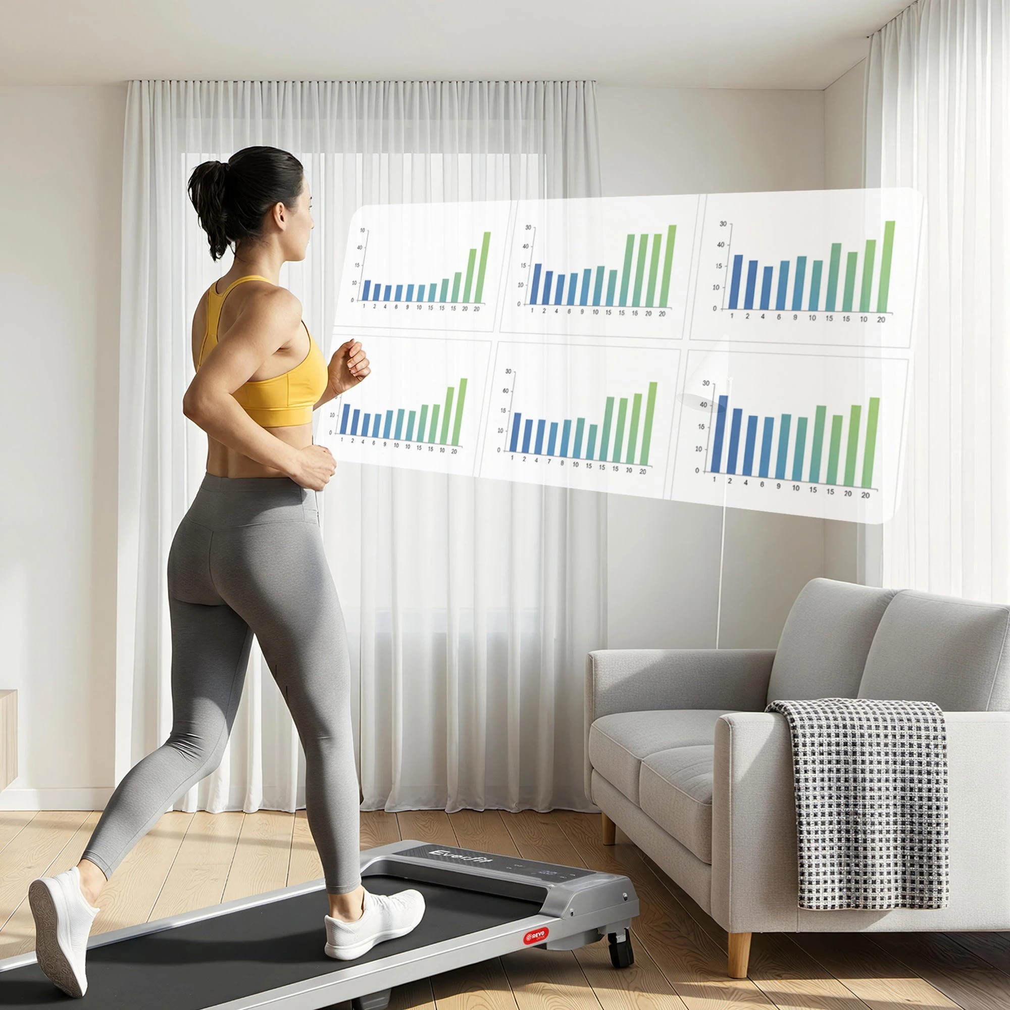 6 Everfit 3 in 1 Walking Pad Treadmill 12% Incline Under Desk Treadmills for Home Gym With 40cm Wide Belt - Silver, 6 of 9