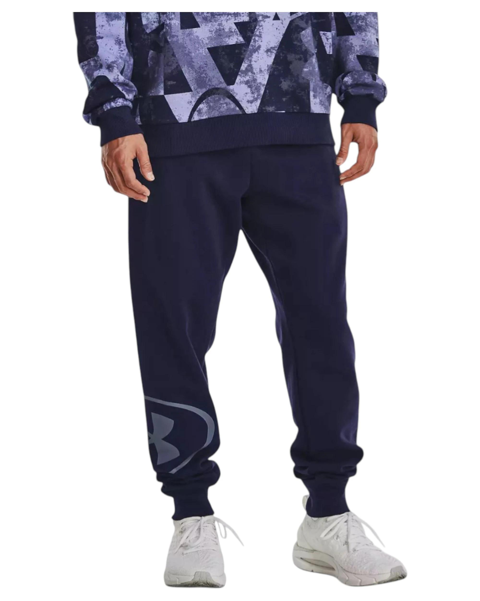 1 Under Armour Mens Rival Fleece Marco Branded Navy Joggers Athletic Trackies NAVY, 1 of 5