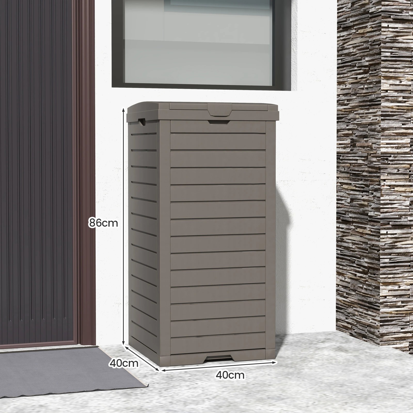 2 Costway 117L Outdoor Trash Can Waterproof Garbage Container - Brown, 2 of 2