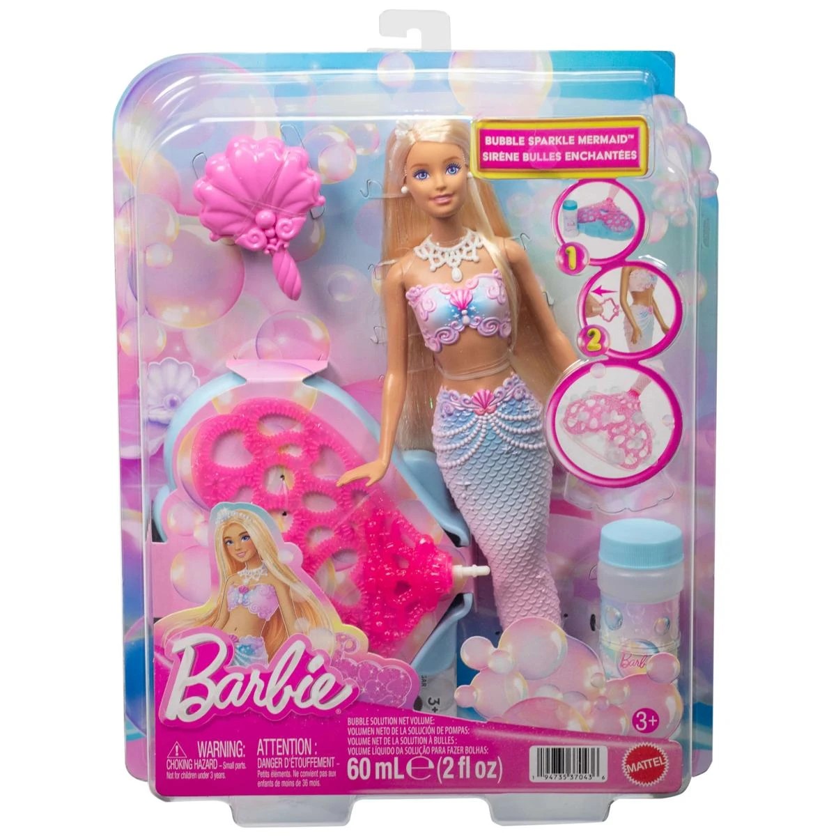 1 Barbie Bubble Sparkle Mermaid Doll, 1 of 6