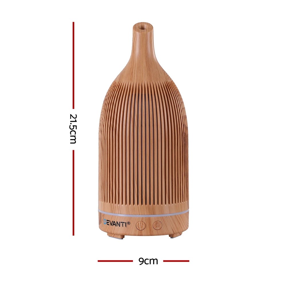 2 Devanti Ultrasonic Aroma Diffuser Aromatherapy 200ml LED Lights Iron Humidifier - Natural, 2 of 9