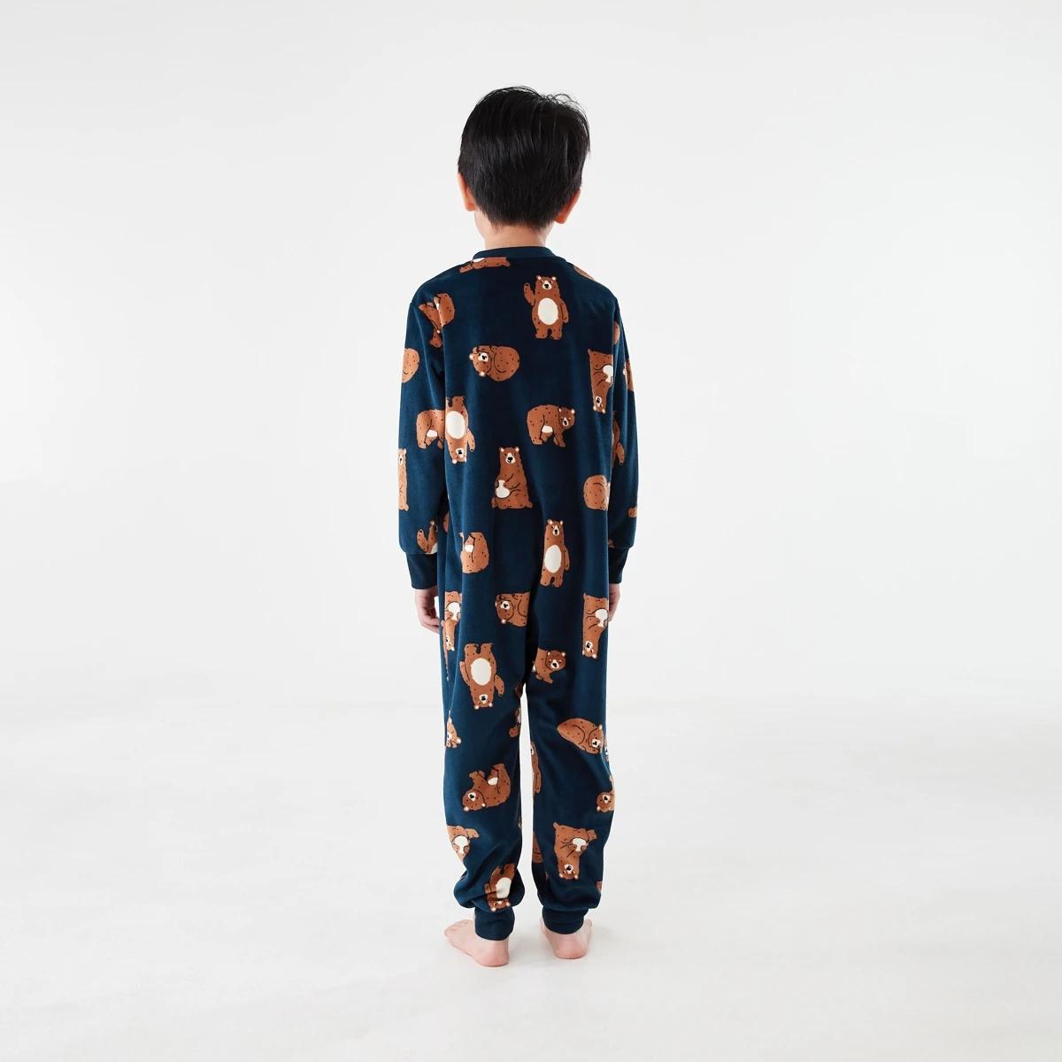 2 Fleece All-In-One Sleepsuit Nvy Bear2, 2 of 9