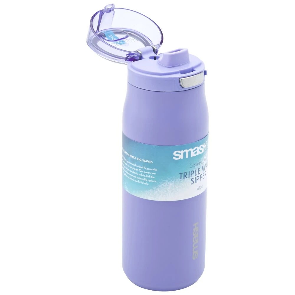 2 Smash Blue Triple Wall Sipper 650mL Lilac, 2 of 3