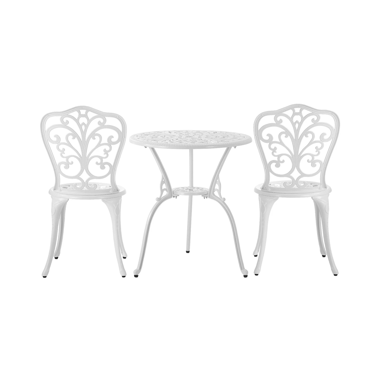 8 Livsip Bistro Outdoor Setting Chairs Table Patio Dining 3pcs Set Cast Aluminium
 - White, 8 of 10