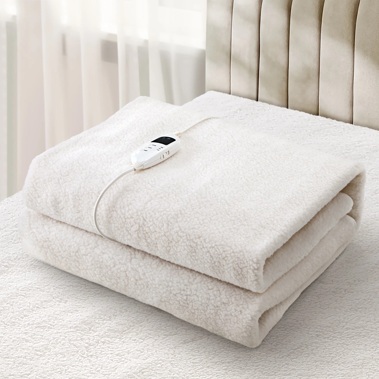 3 Bedra Bedding Electric Blanket Fully Fitted Fleece Heated Winter Underlay King Single - King Single Bed - White, 3 of 10