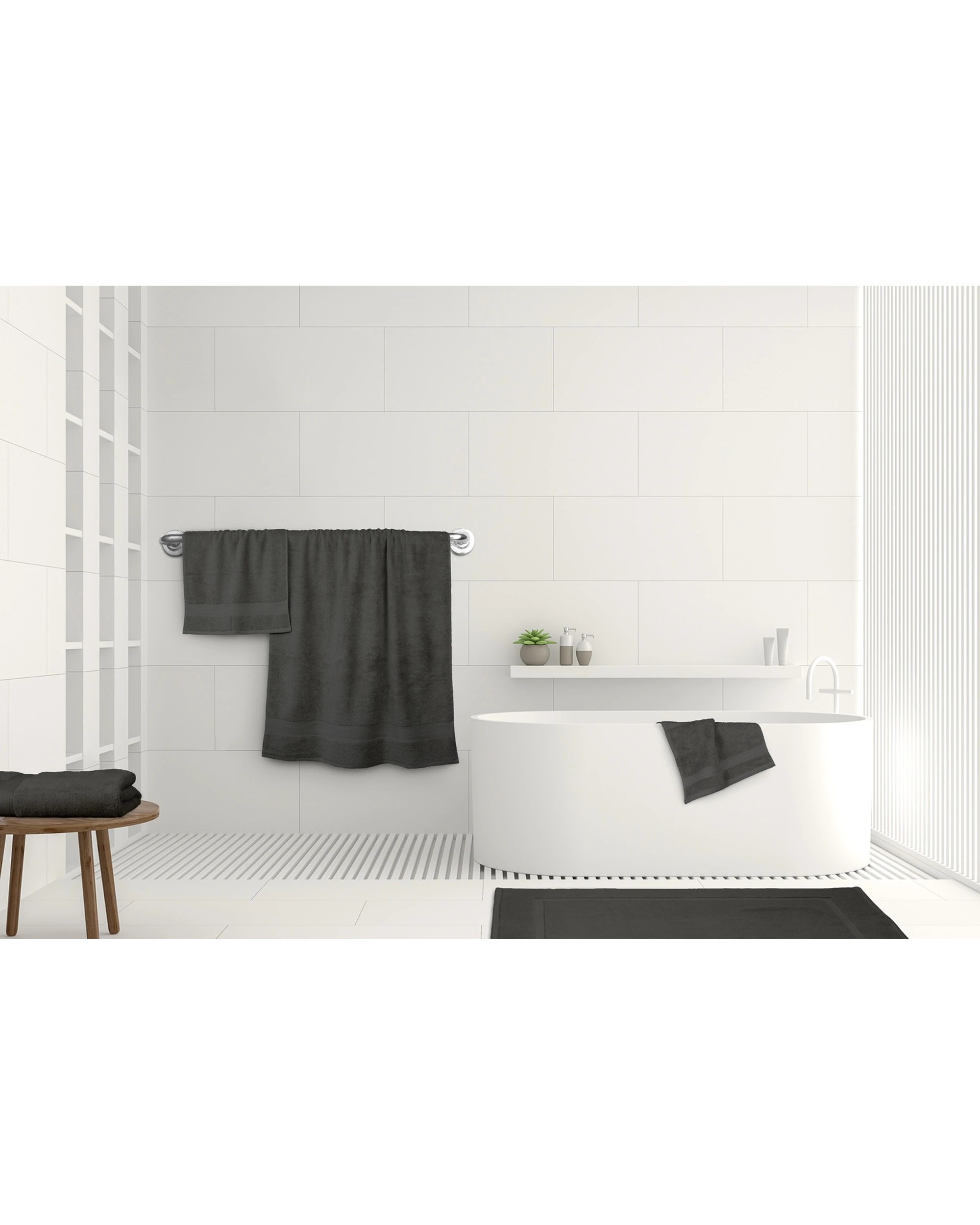 1 Ardor St Regis Bath Mat 100% Cotton 50x80cm - Charcoal, 1 of 1